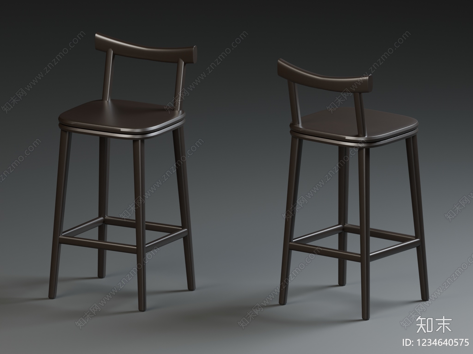 北欧吧椅3D模型渲染效果图