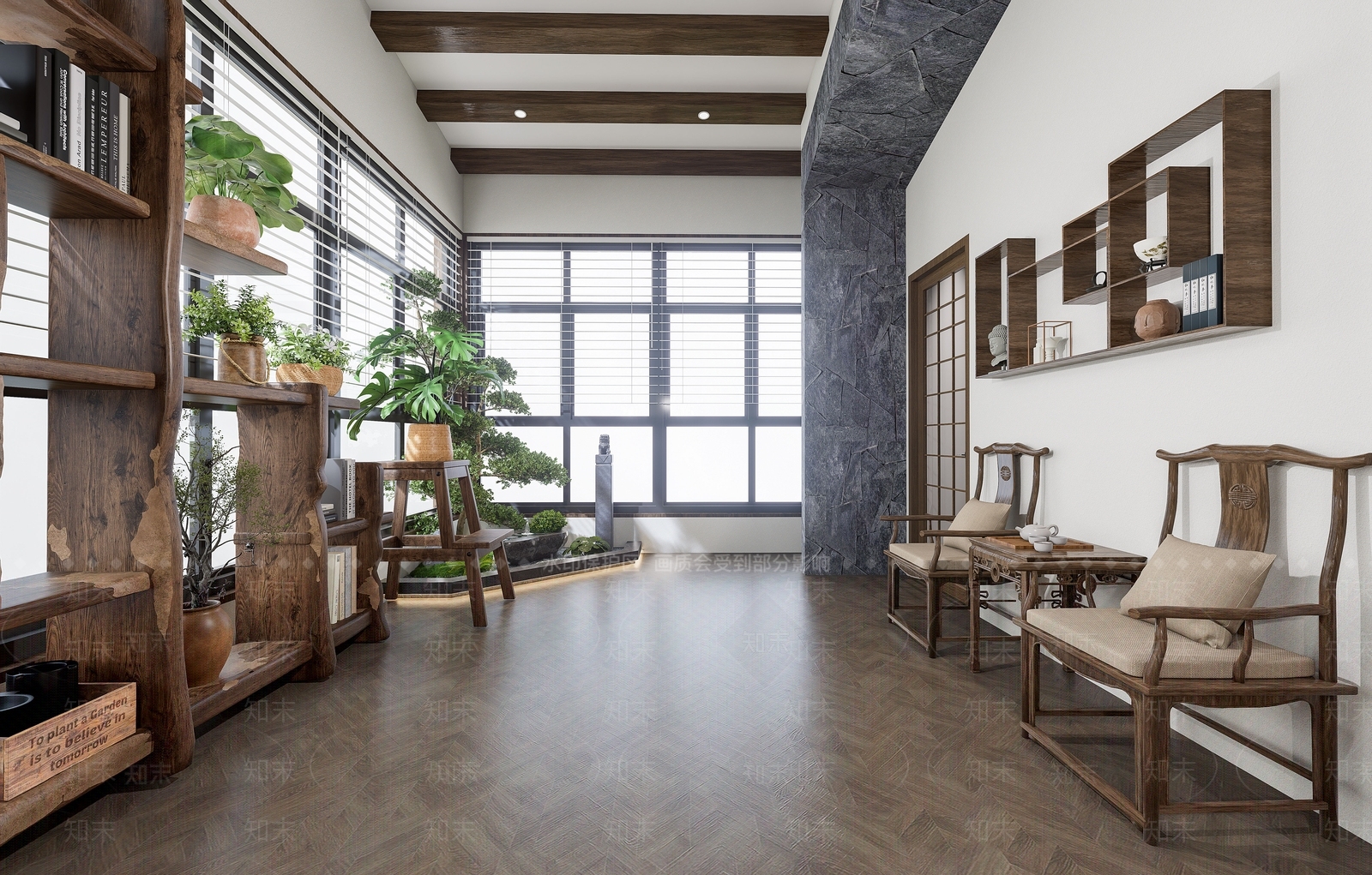 新中式茶室SU模型下载【ID:1234640800】