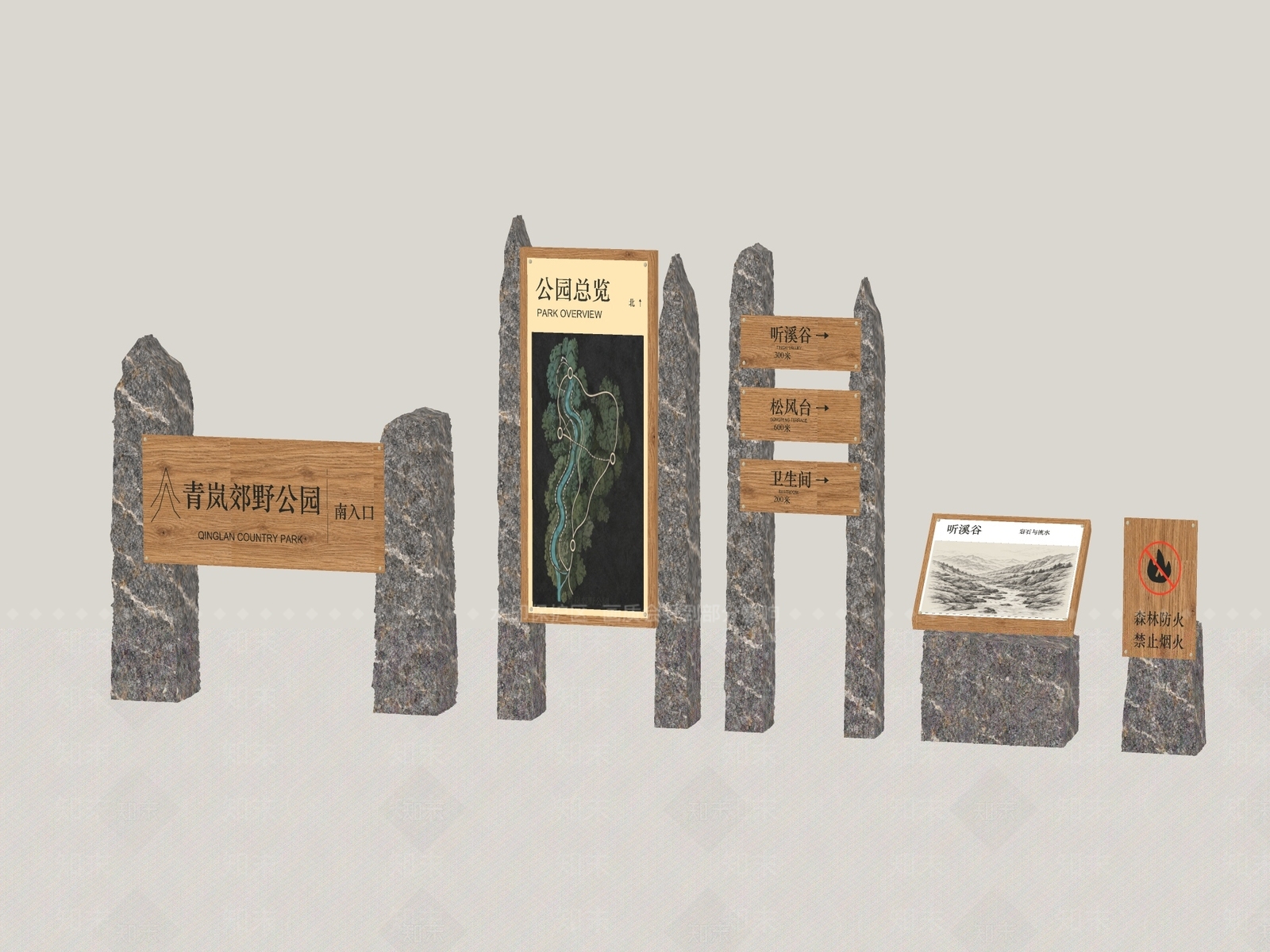新中式景观景观导视3D模型下载【ID:1234641402】