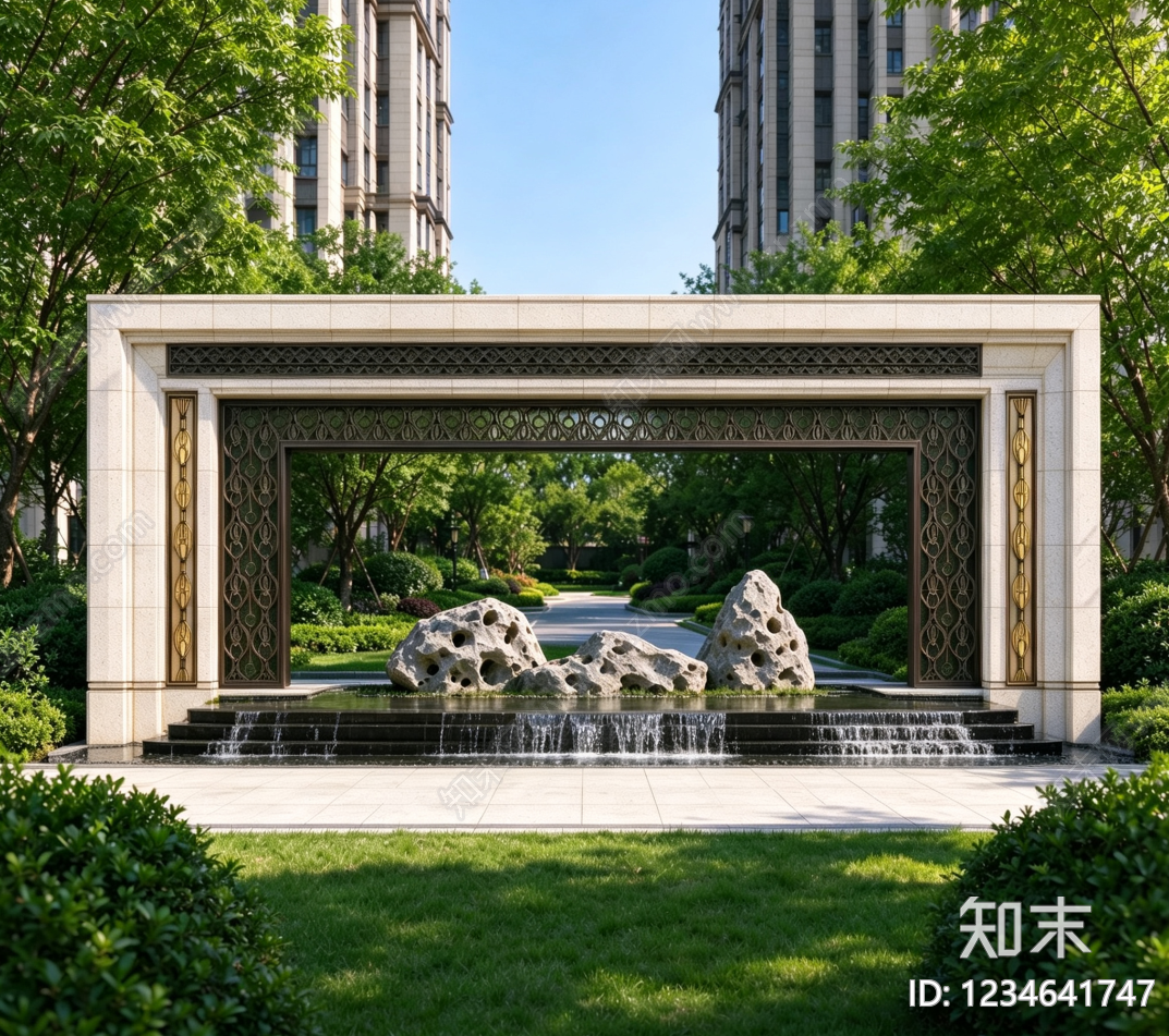 景墙cad施工图下载【ID:1234641747】