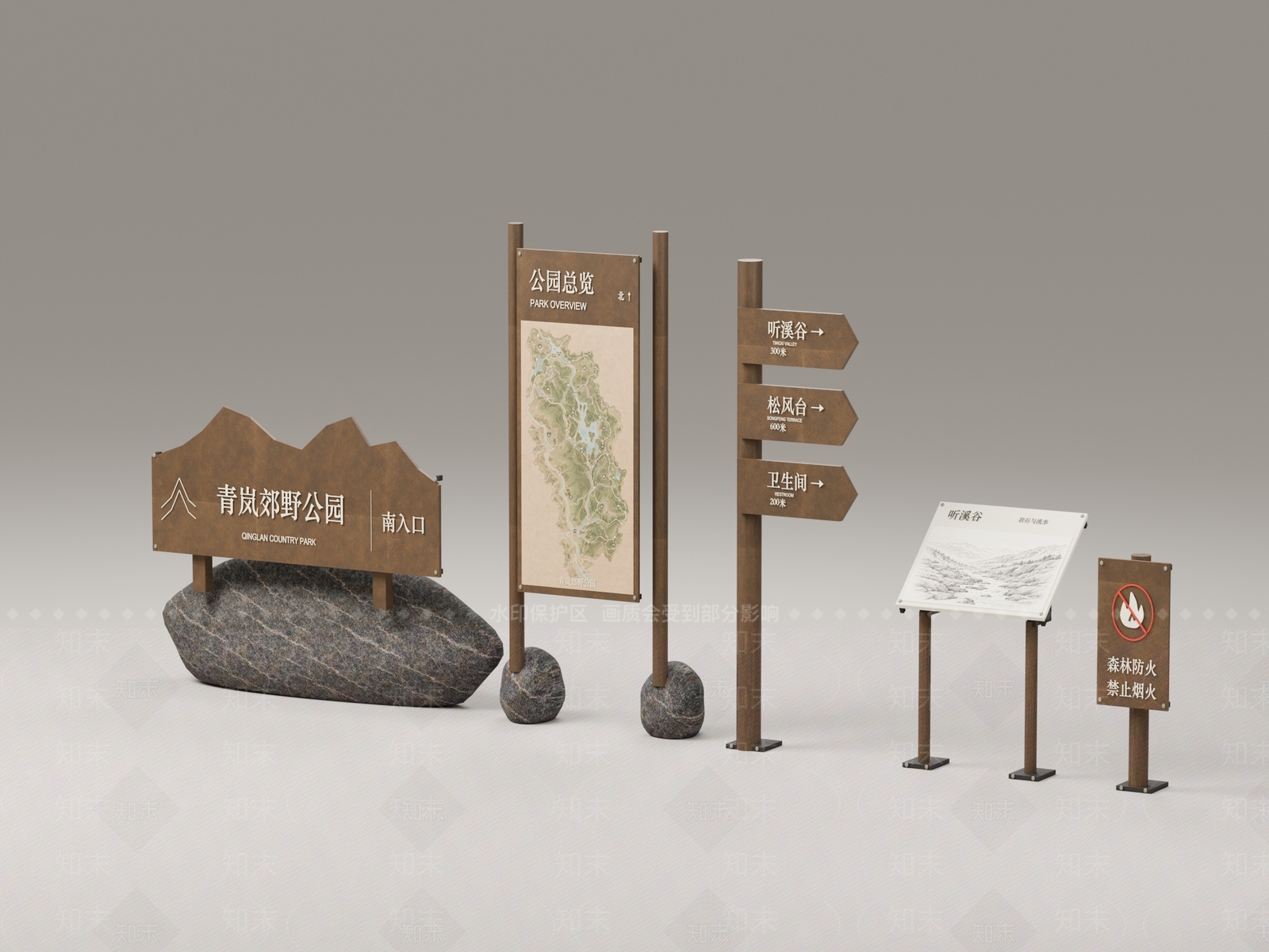新中式景观景观导视3D模型下载【ID:1234641814】