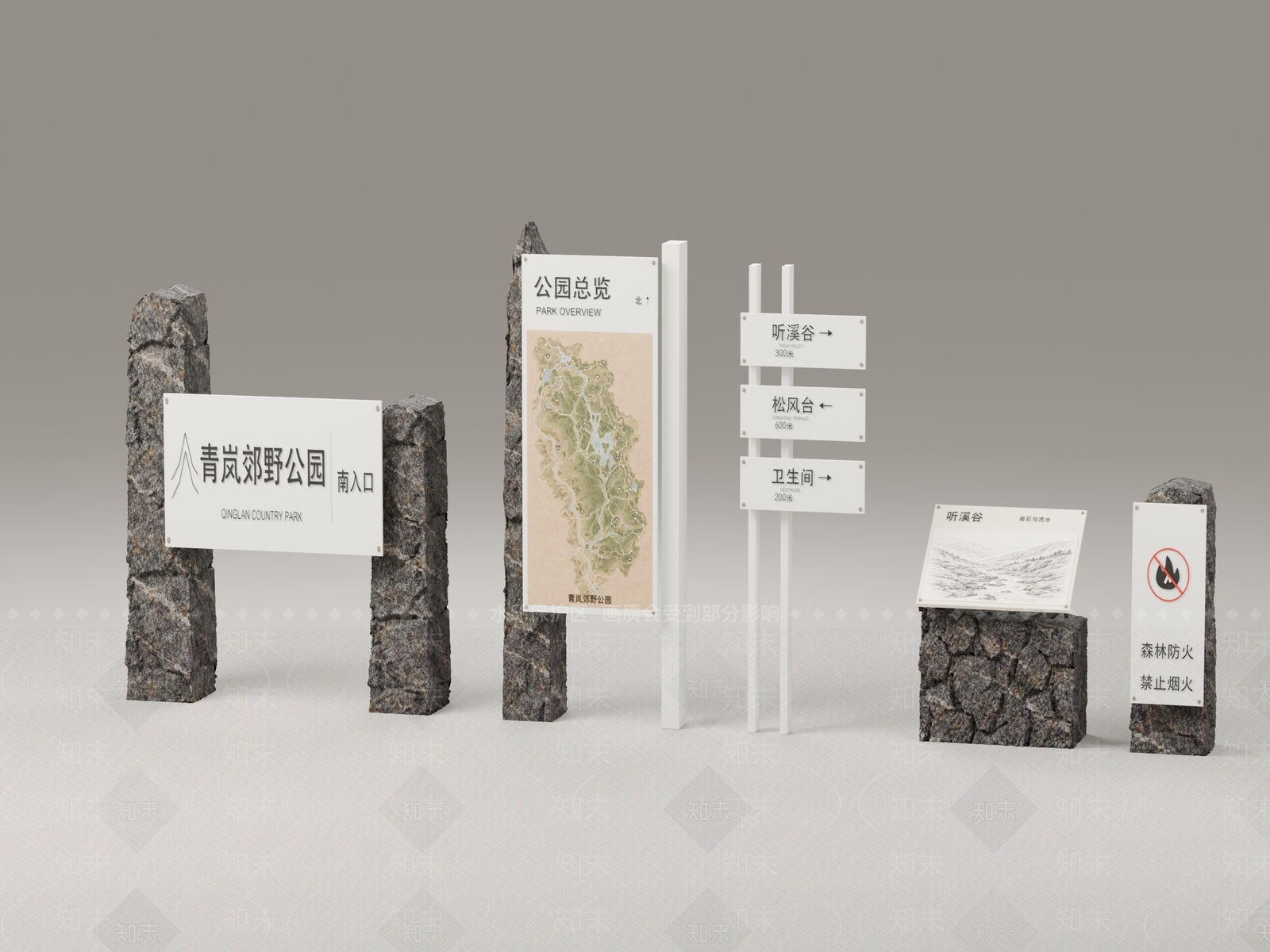 新中式景观景观导视3D模型下载【ID:1234642251】