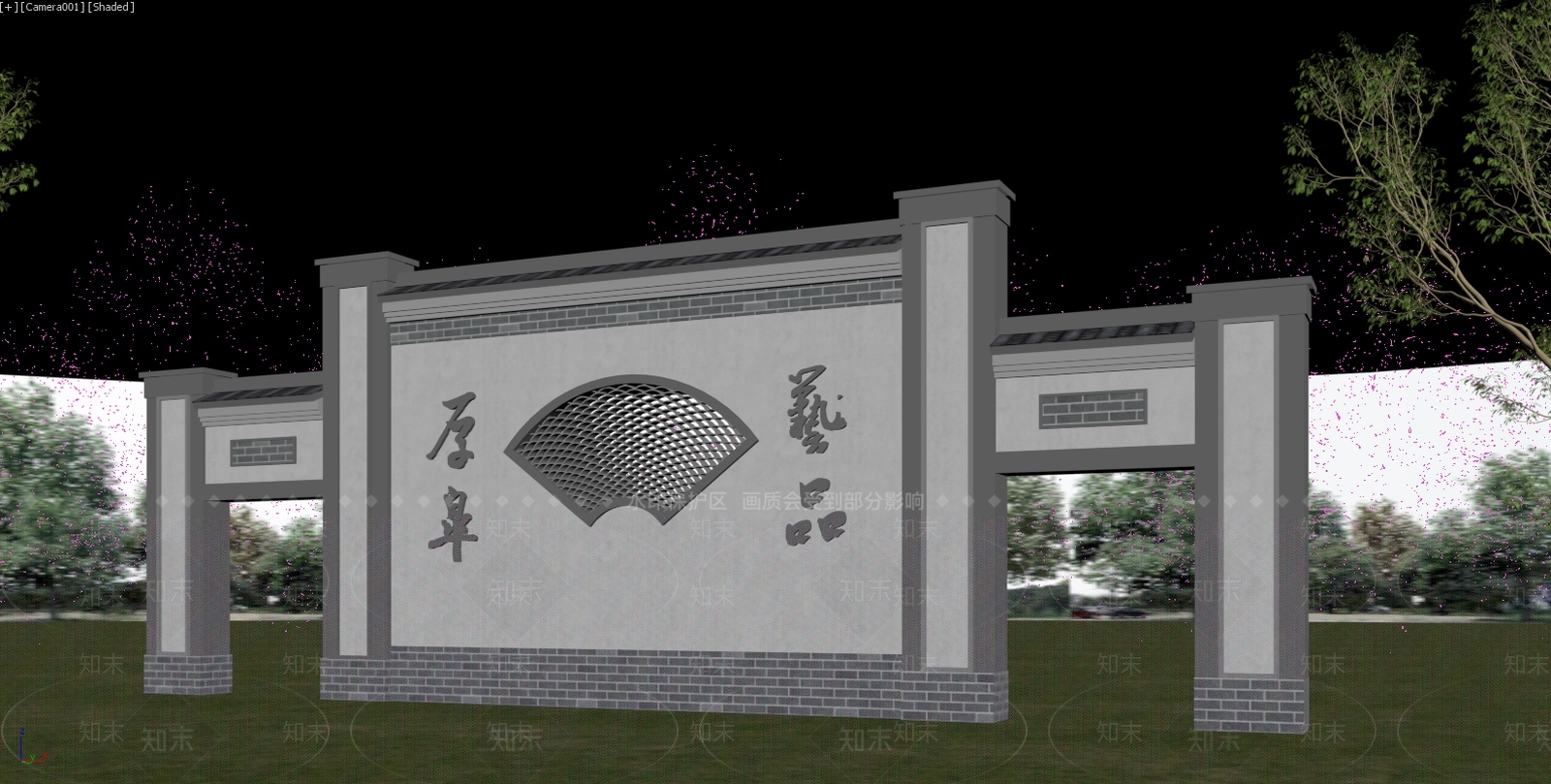 新中式景观景墙3D模型下载【ID:1234642694】