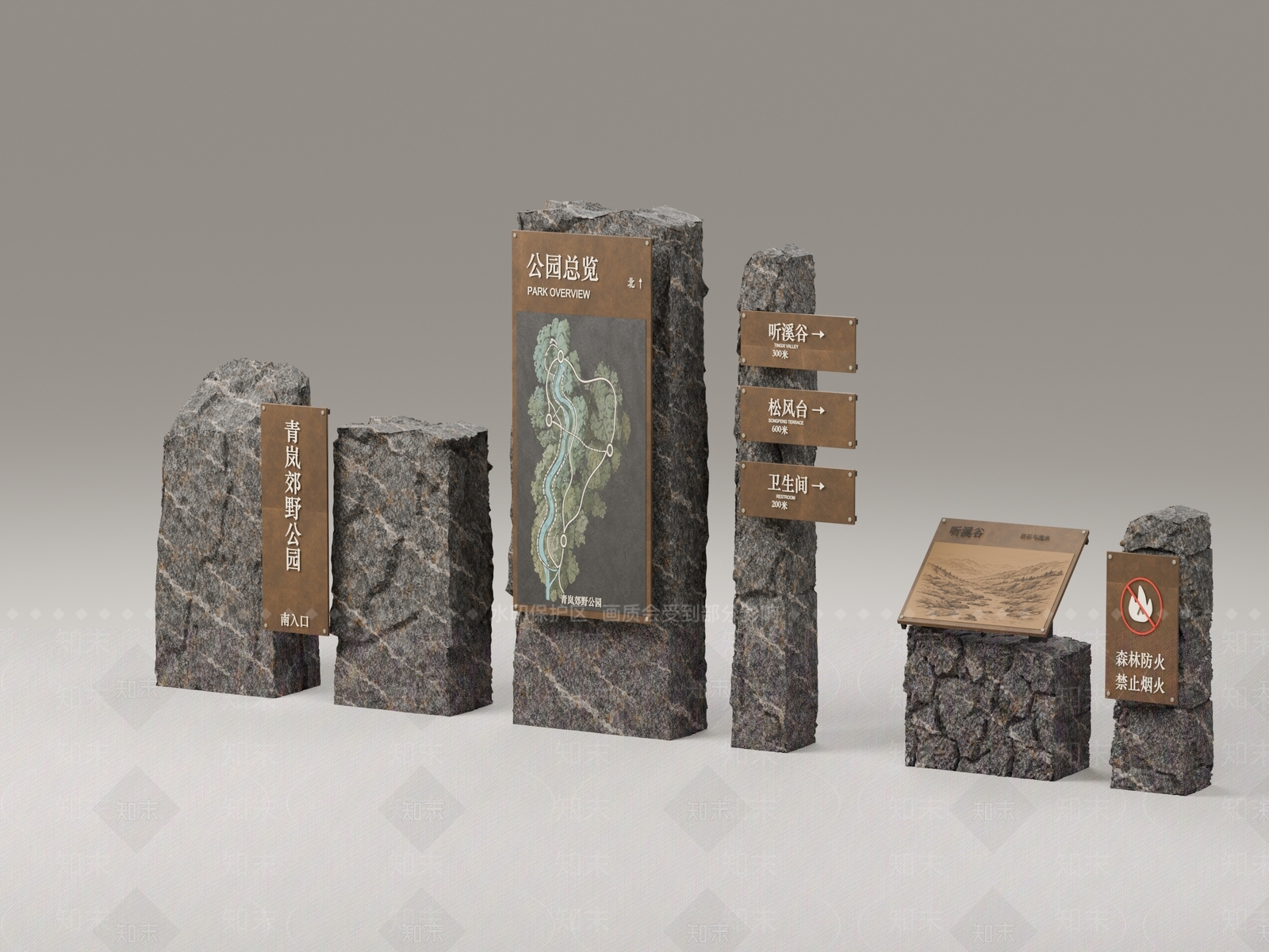 新中式景观景观导视3D模型下载【ID:1234642760】