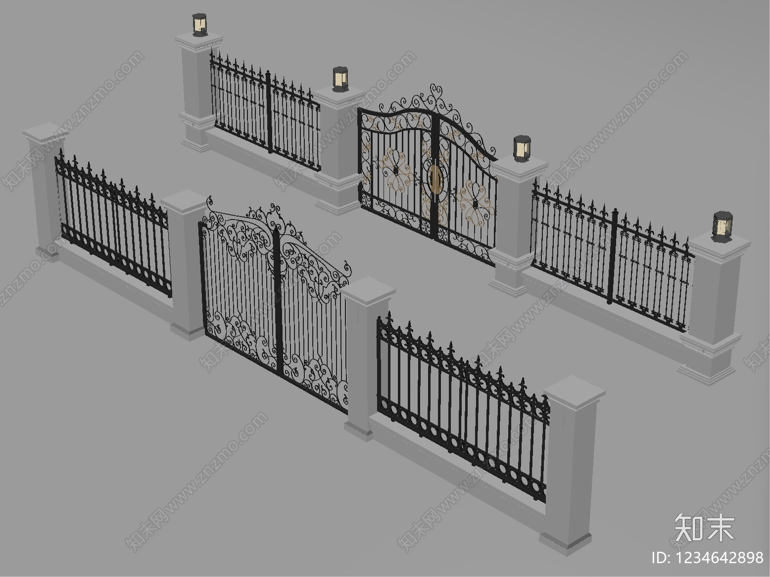 欧式栏杆3D模型下载【ID:1234642898】