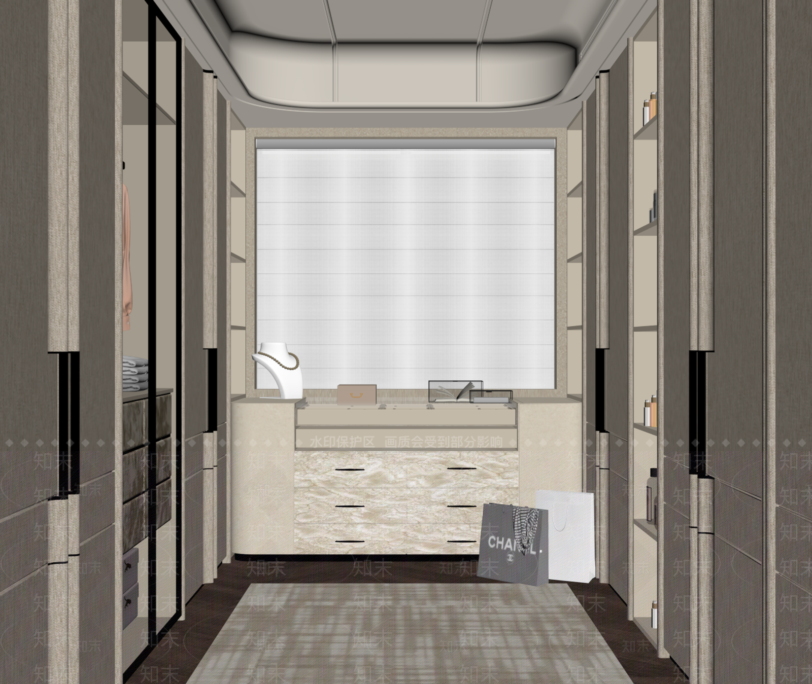 轻奢衣帽间SU模型下载【ID:1234644637】