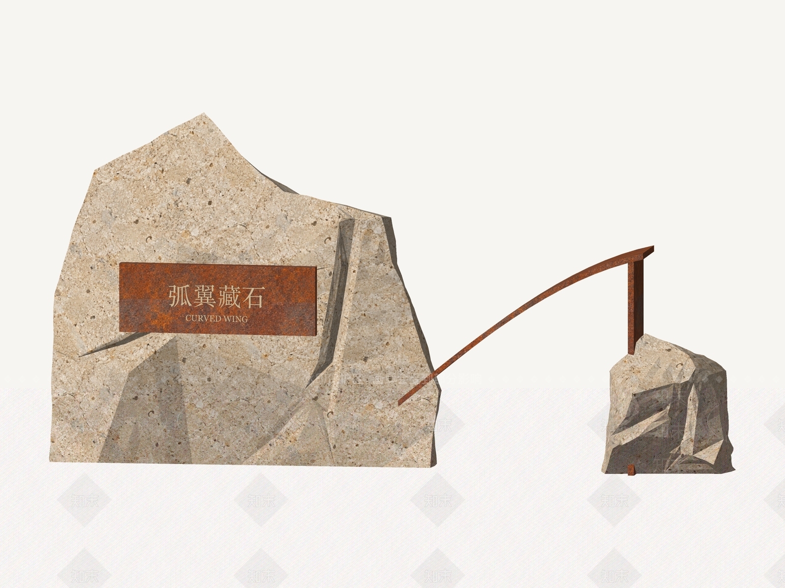 新中式景观景墙3D模型下载【ID:1234645994】