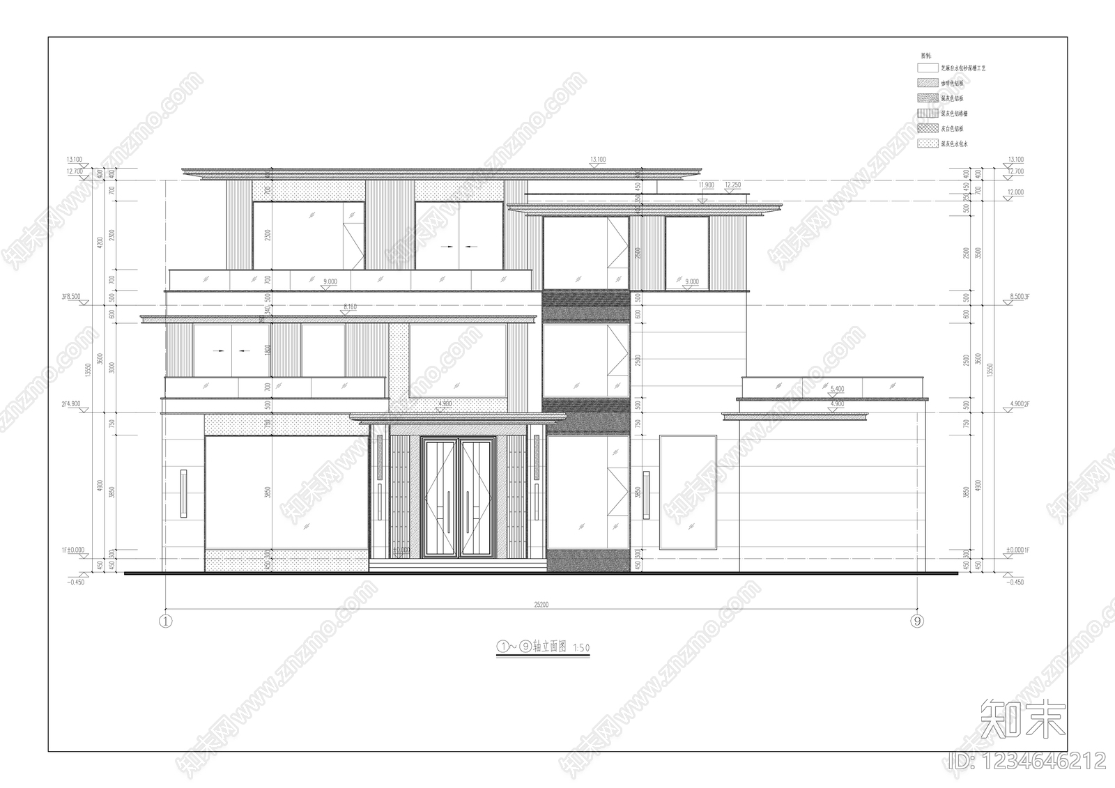 别墅建筑cad施工图下载【ID:1234646212】