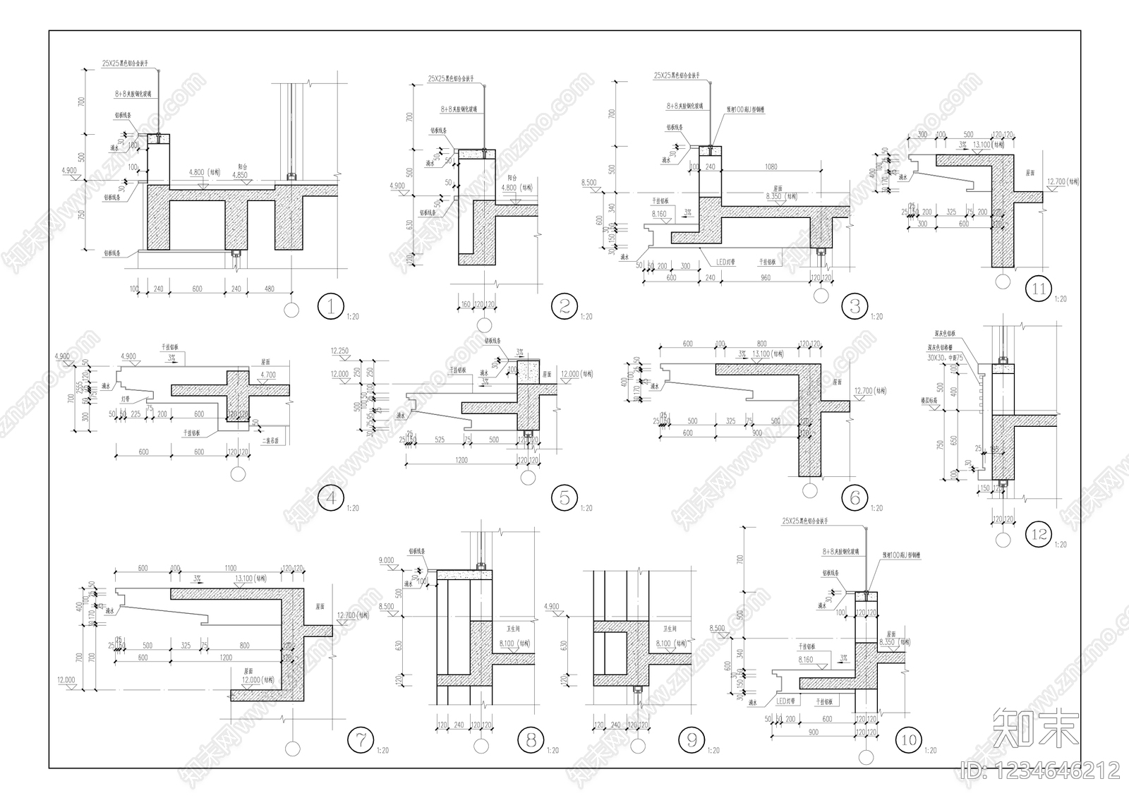 别墅建筑cad施工图下载【ID:1234646212】
