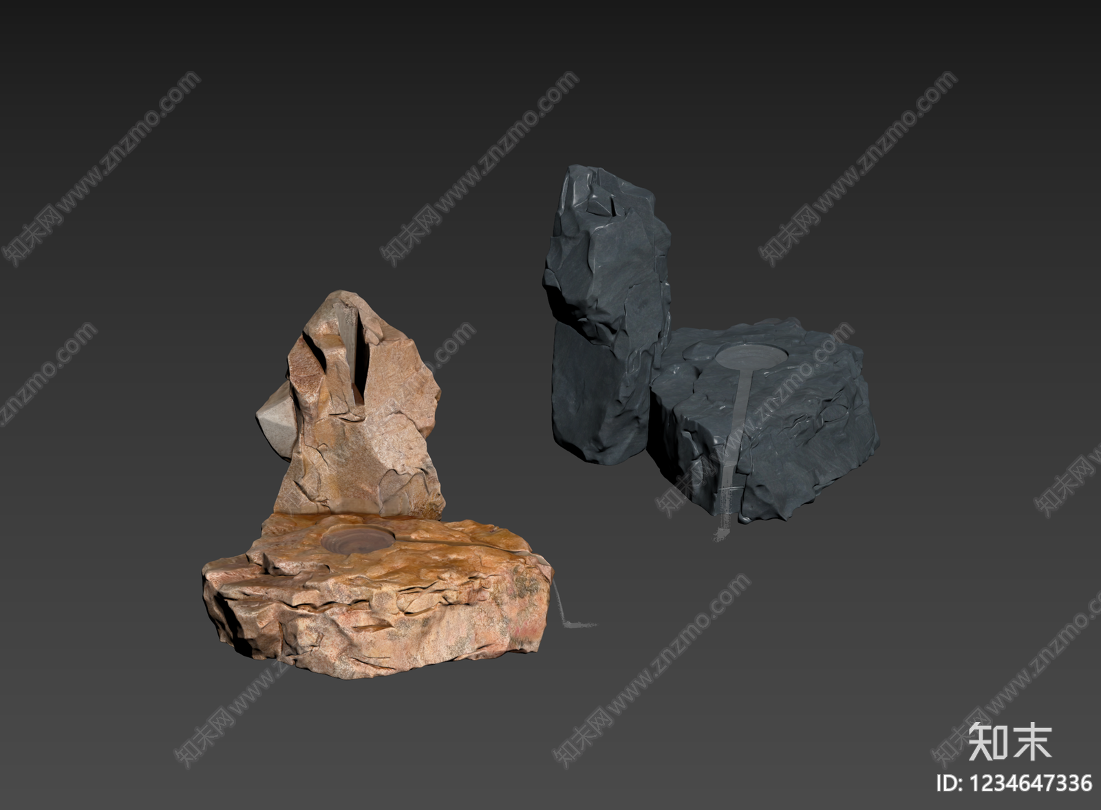禅意石头3D模型下载【ID:1234647336】