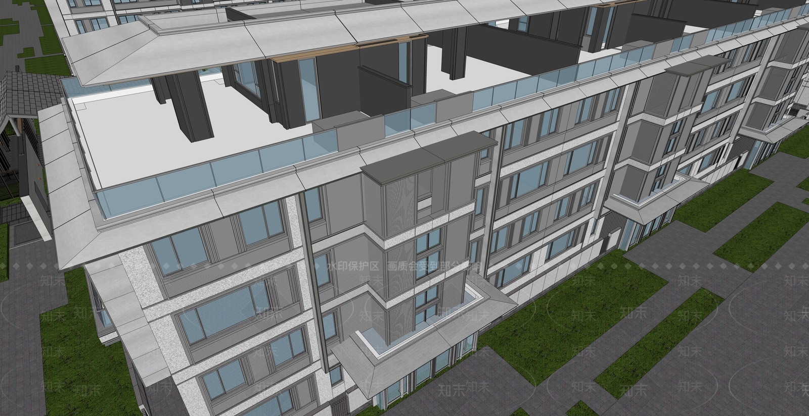 新中式多层住宅SU模型下载【ID:1234648792】