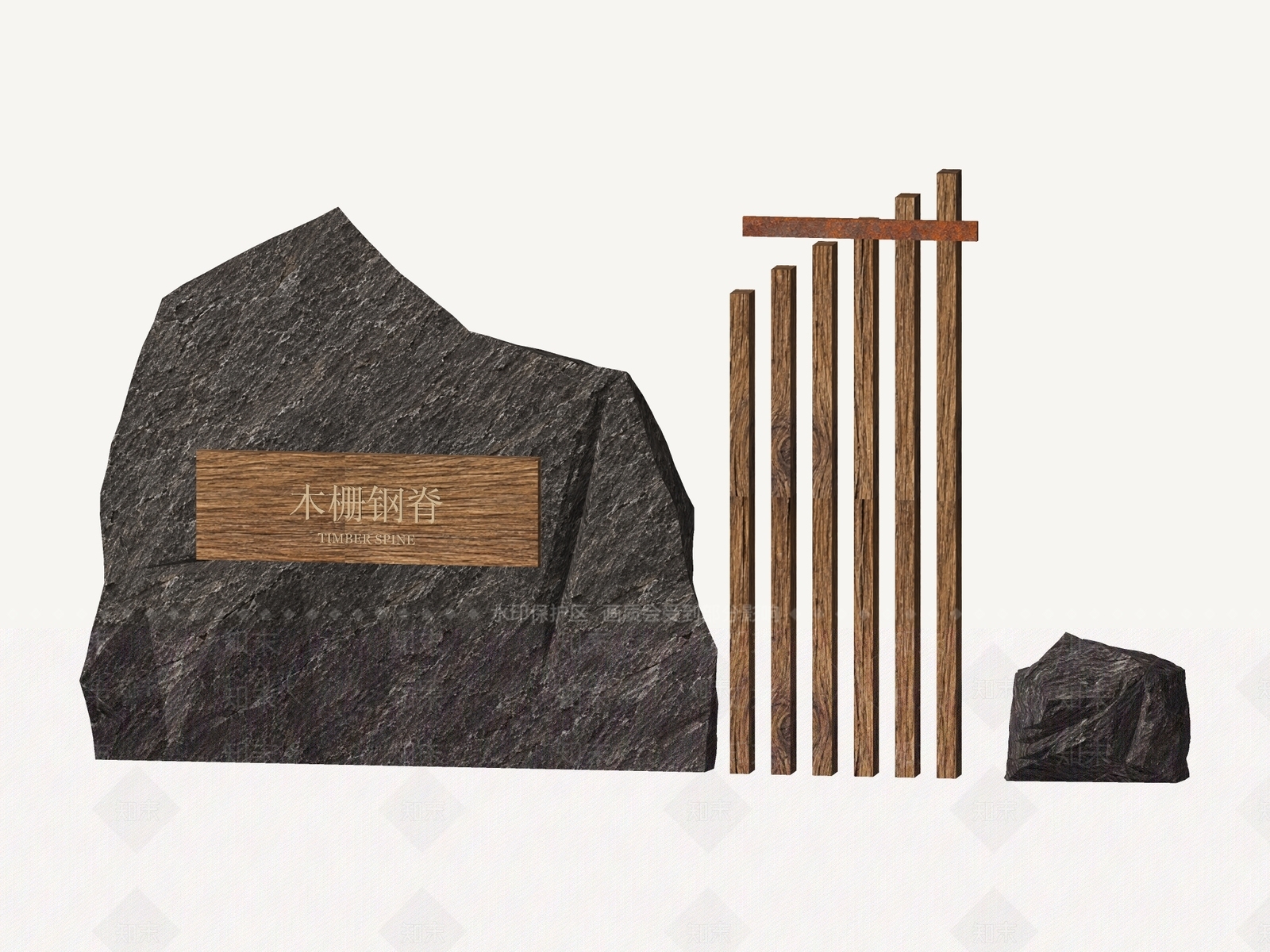 新中式景观景墙3D模型下载【ID:1234649163】