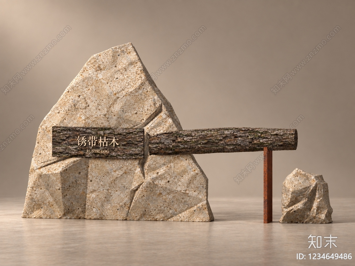 侘寂景墙3D模型下载【ID:1234649486】