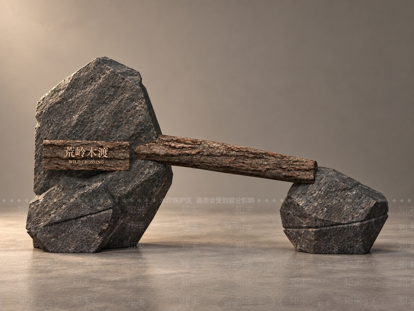 侘寂景墙3D模型下载【ID:1234649571】