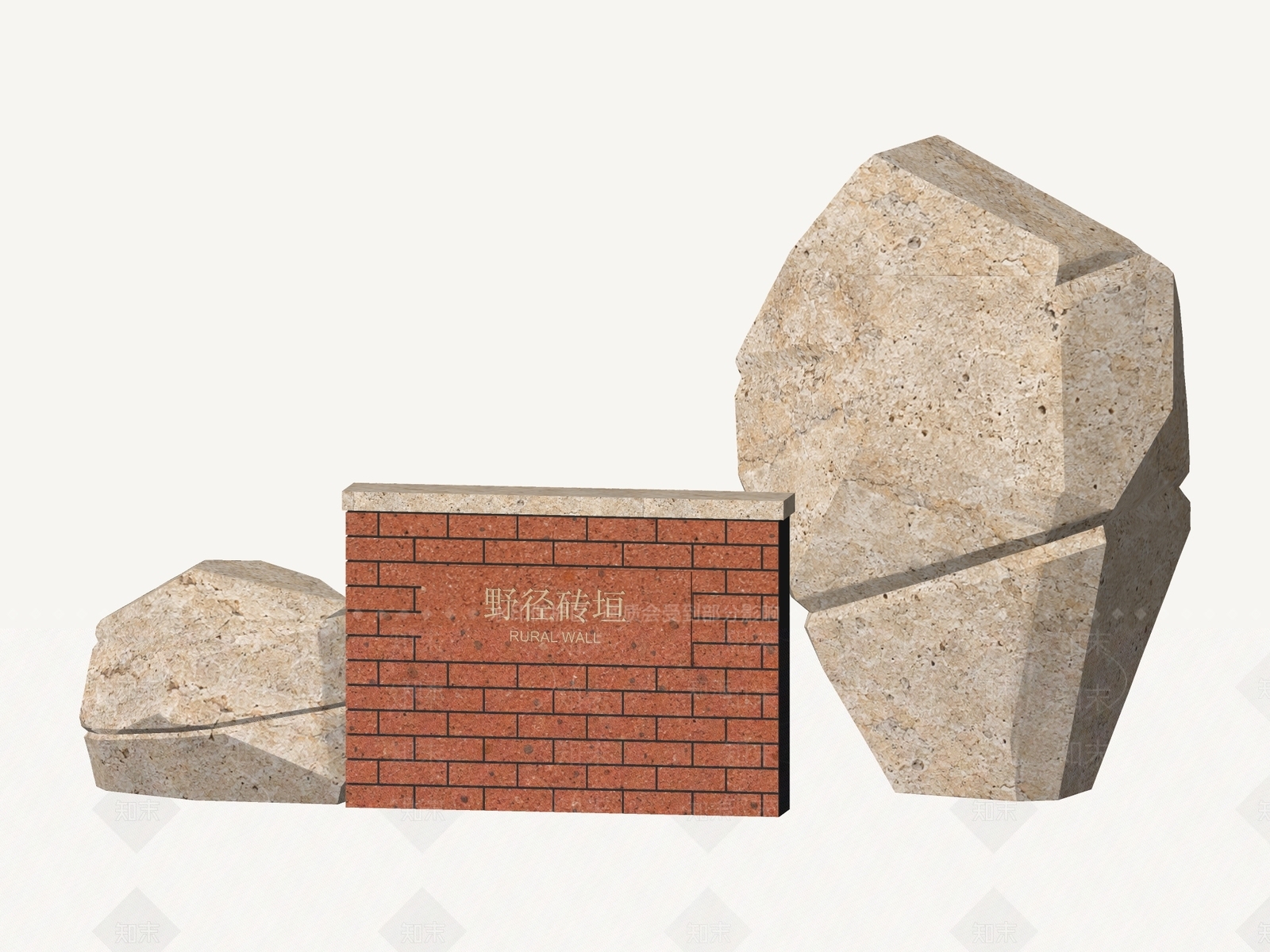 新中式景观景墙3D模型下载【ID:1234650034】