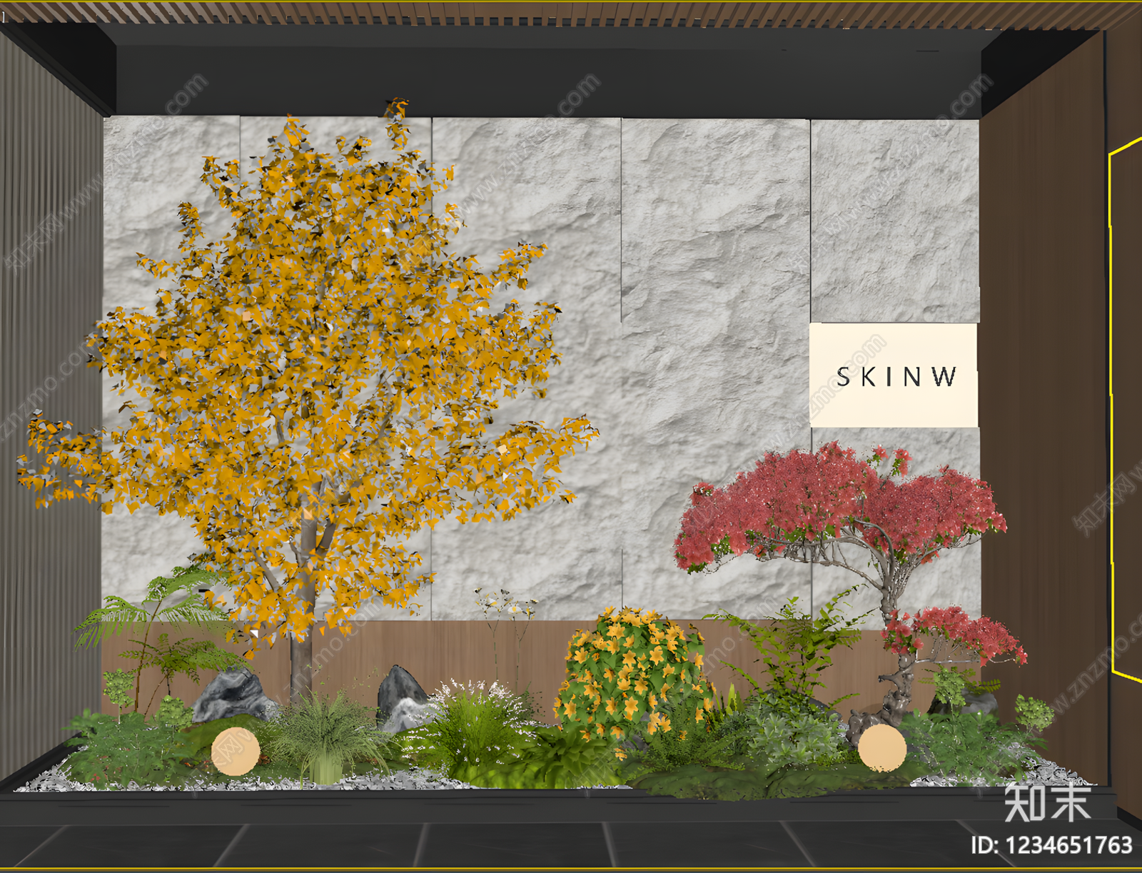 新中式景观花境3D模型下载【ID:1234651763】