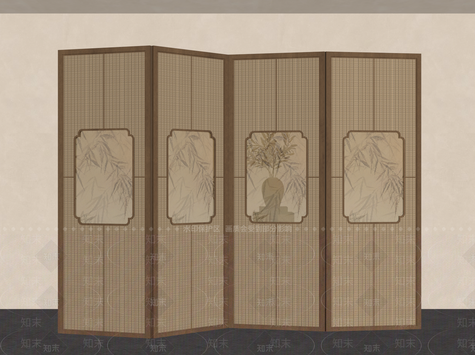 新中式屏风3D模型下载【ID:1234650663】