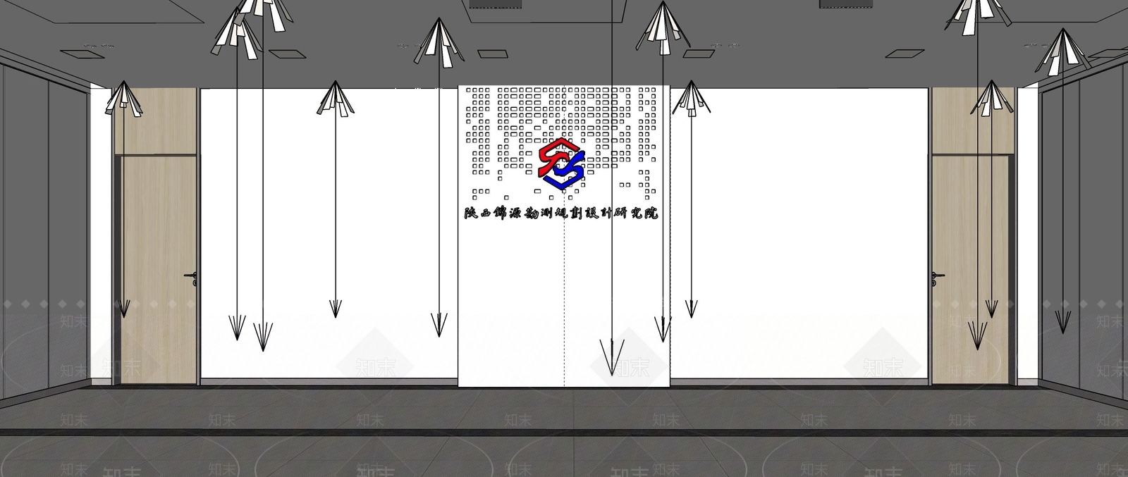 现代简约办公大堂SU模型下载【ID:1234650899】