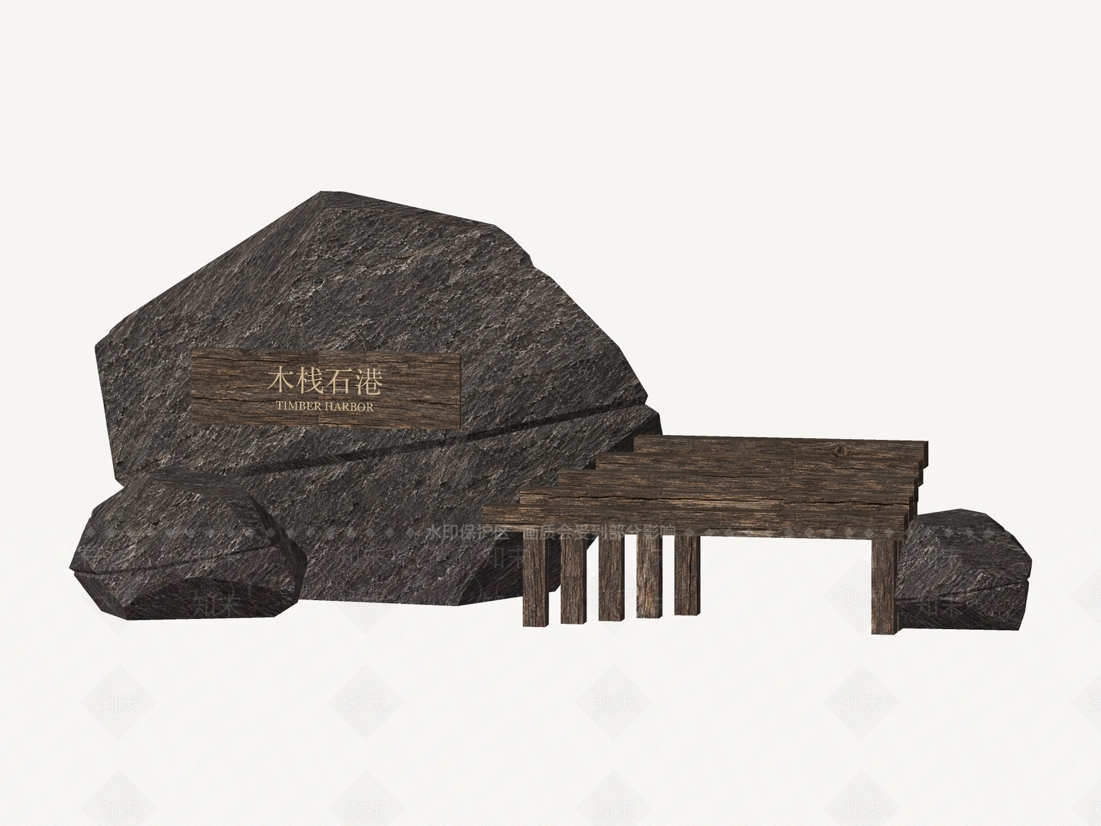 侘寂景墙3D模型下载【ID:1234651346】