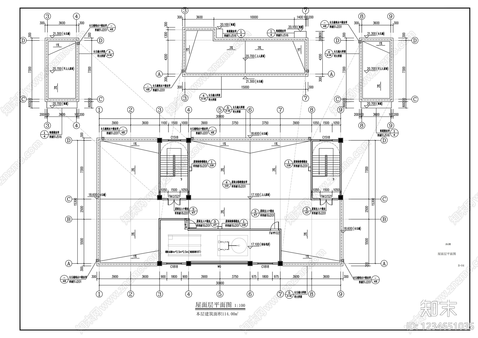 办公楼建筑cad施工图下载【ID:1234651035】