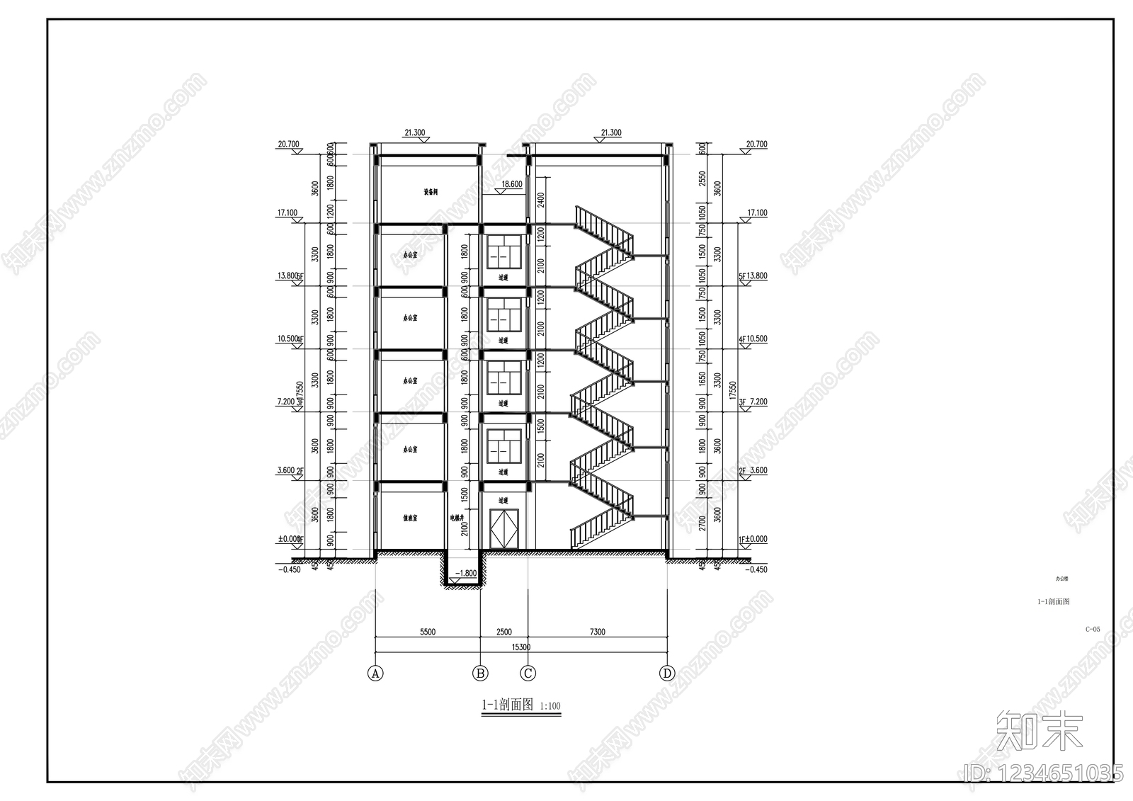 办公楼建筑cad施工图下载【ID:1234651035】