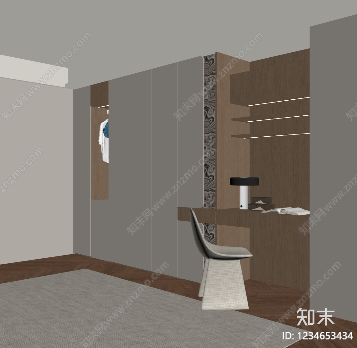 意式极简衣帽间SU模型下载【ID:1234653434】