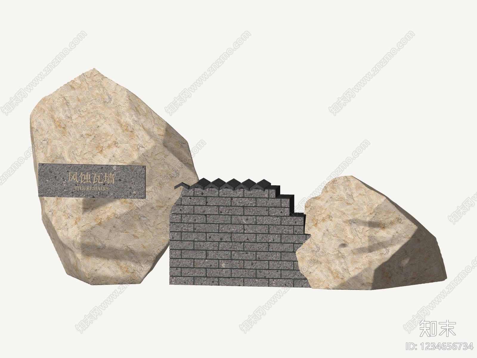 侘寂景墙3D模型下载【ID:1234656734】