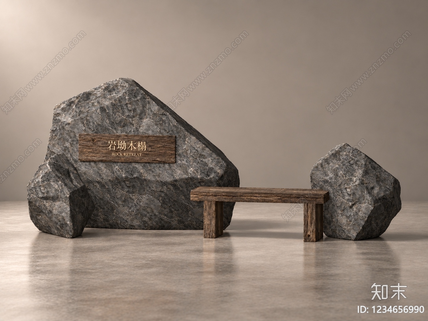 侘寂景墙3D模型下载【ID:1234656990】