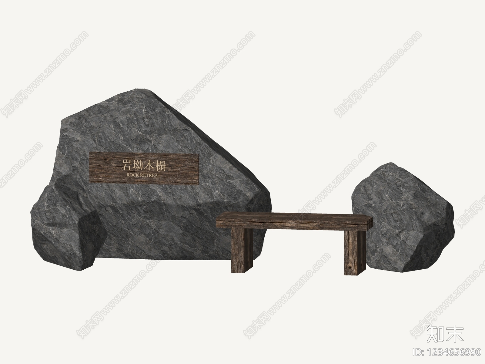侘寂景墙3D模型下载【ID:1234656990】