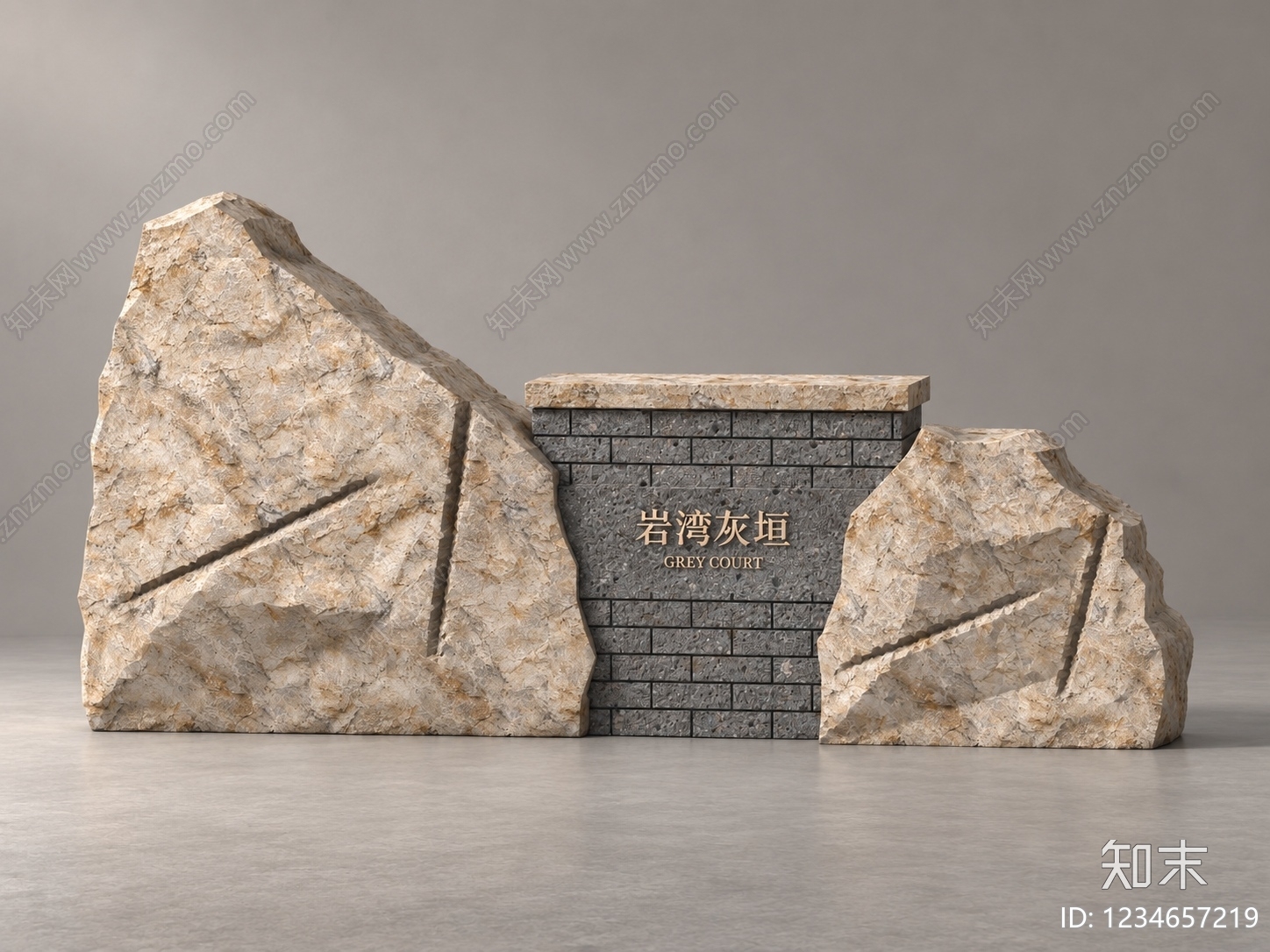 侘寂景墙3D模型下载【ID:1234657219】