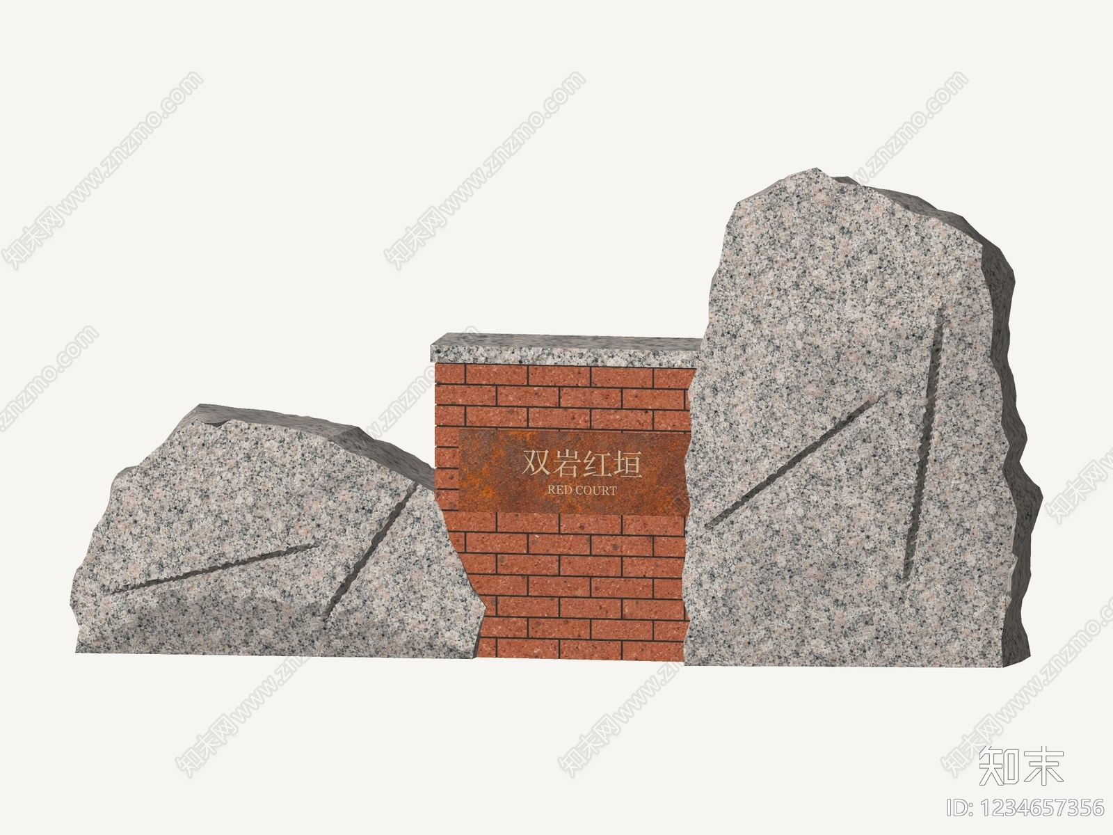 新中式景观景墙3D模型下载【ID:1234657356】