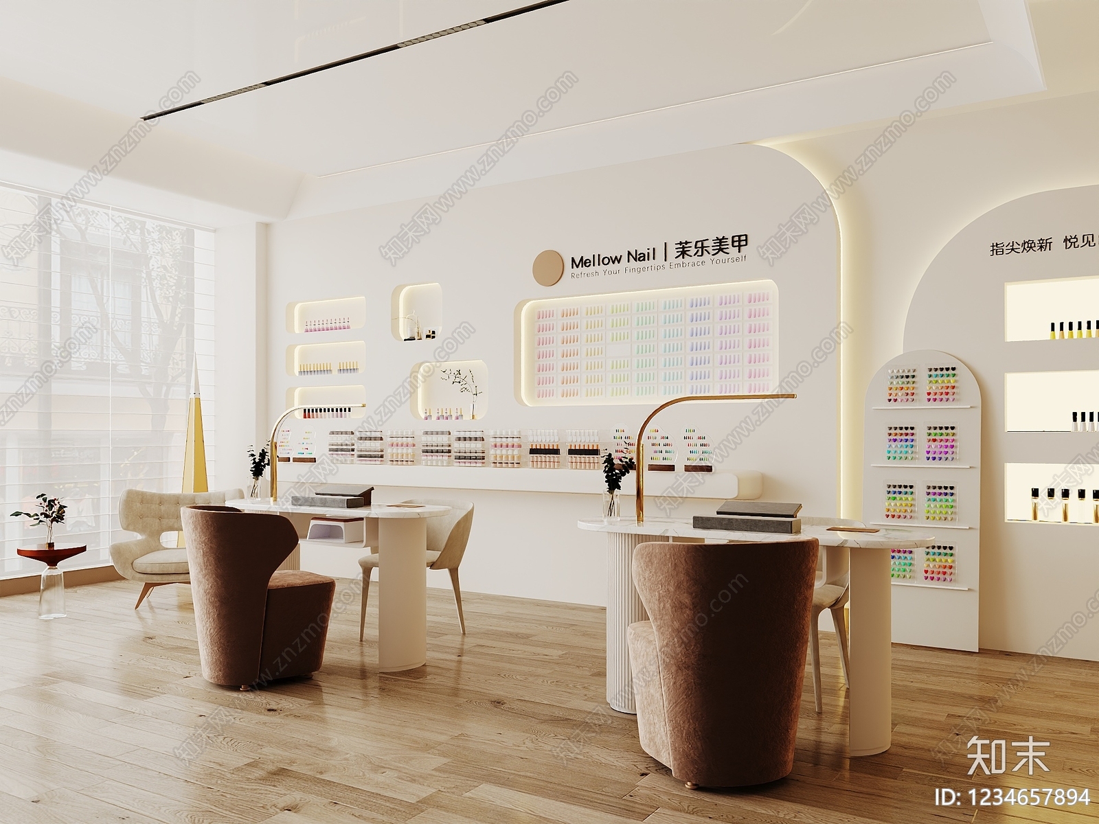 奶油风美甲店3D模型下载【ID:1234657894】