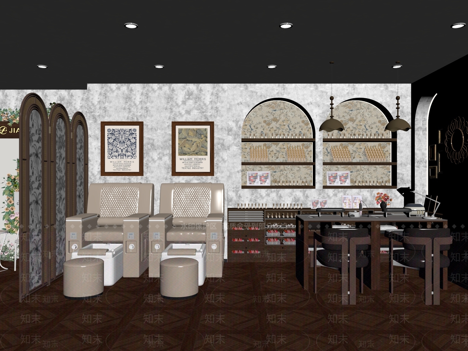 中古风美甲店3D模型下载【ID:1234657973】