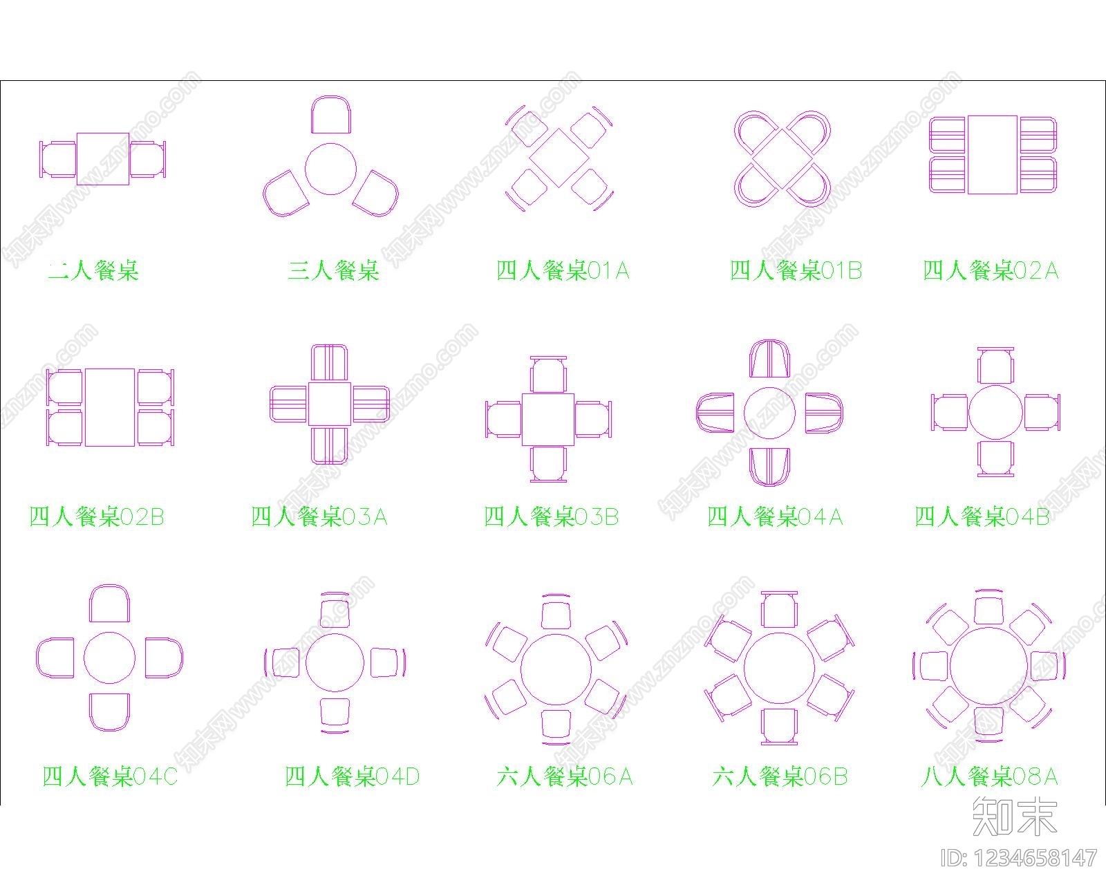 桌椅cad施工图下载【ID:1234658147】