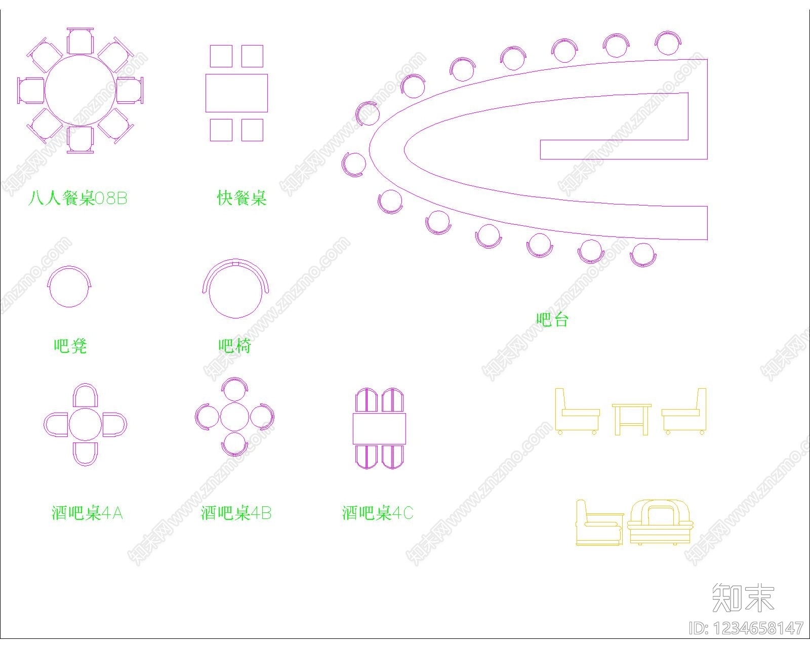 桌椅cad施工图下载【ID:1234658147】