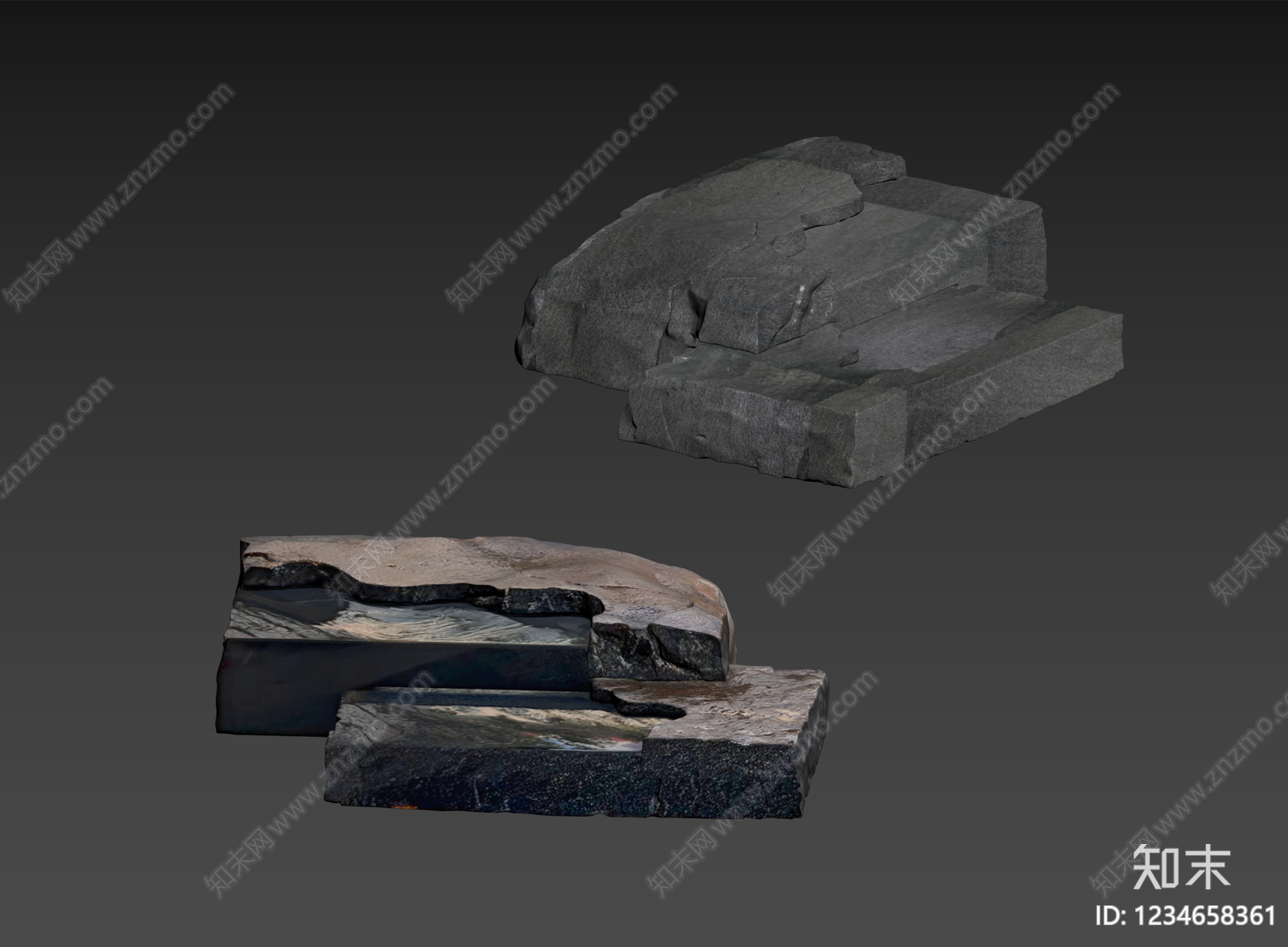 工业风石头3D模型下载【ID:1234658361】