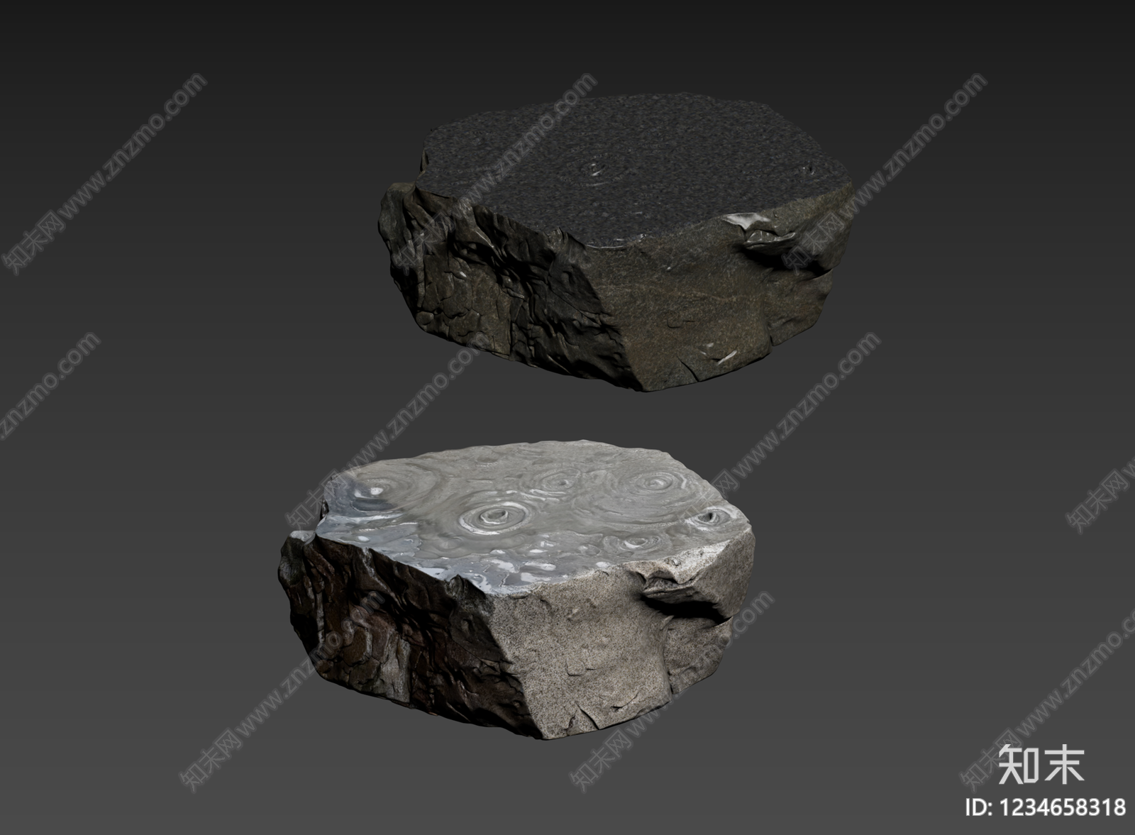 侘寂石头3D模型下载【ID:1234658318】