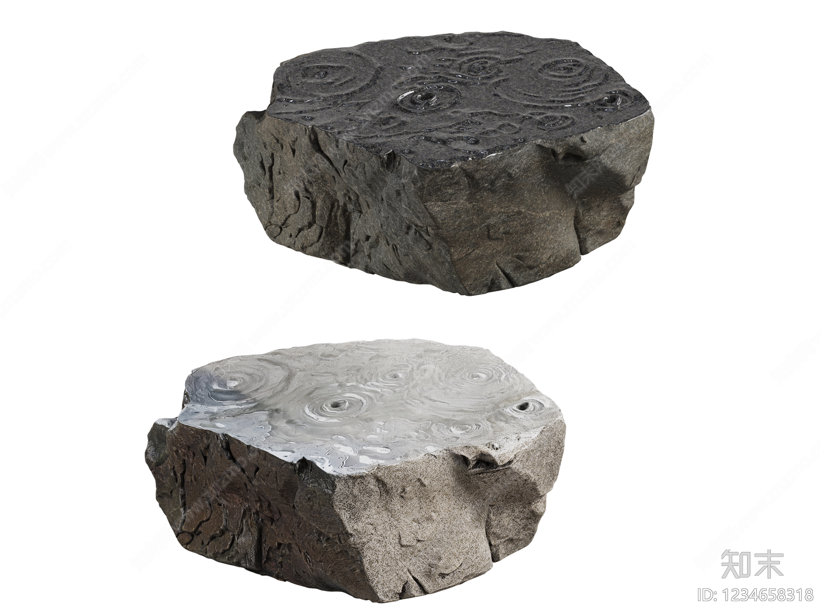 侘寂石头3D模型下载【ID:1234658318】