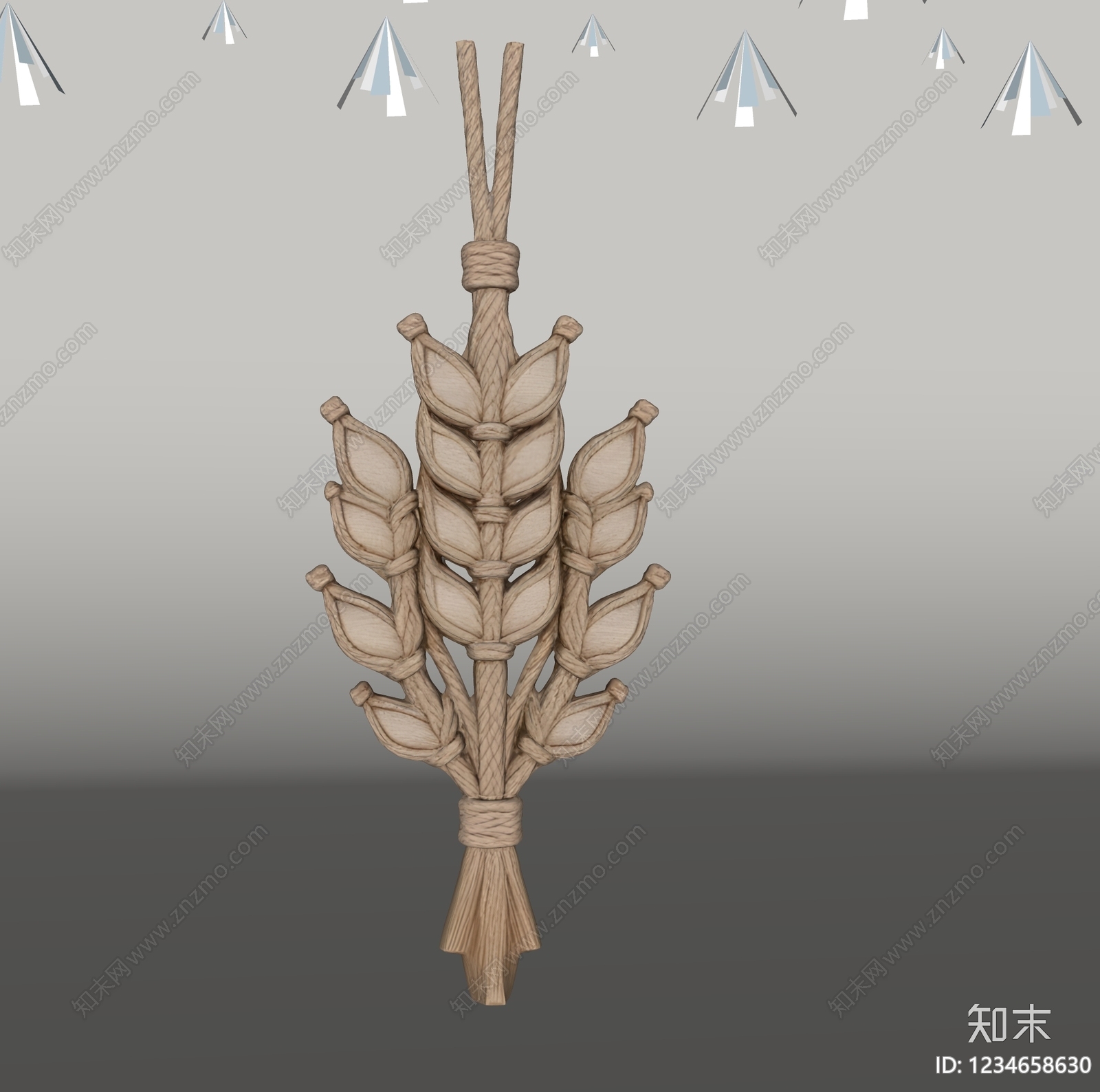 原木风挂件SU模型下载【ID:1234658630】