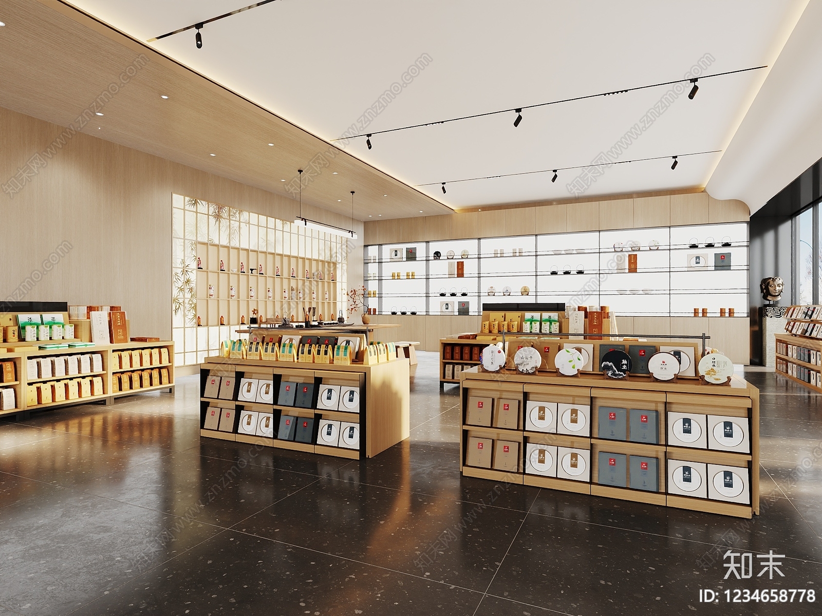新中式茶叶店3D模型下载【ID:1234658778】