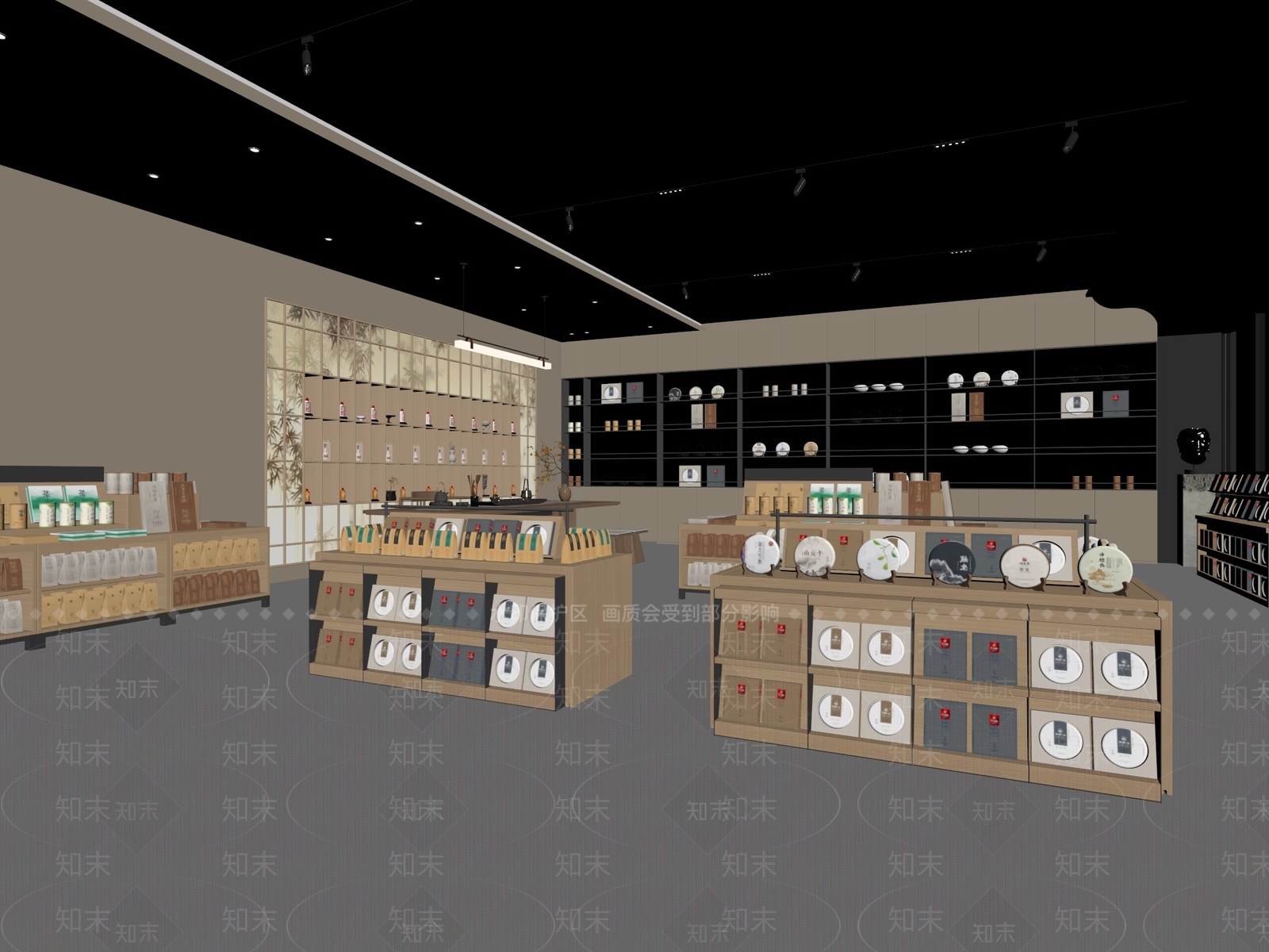 新中式茶叶店3D模型下载【ID:1234658778】