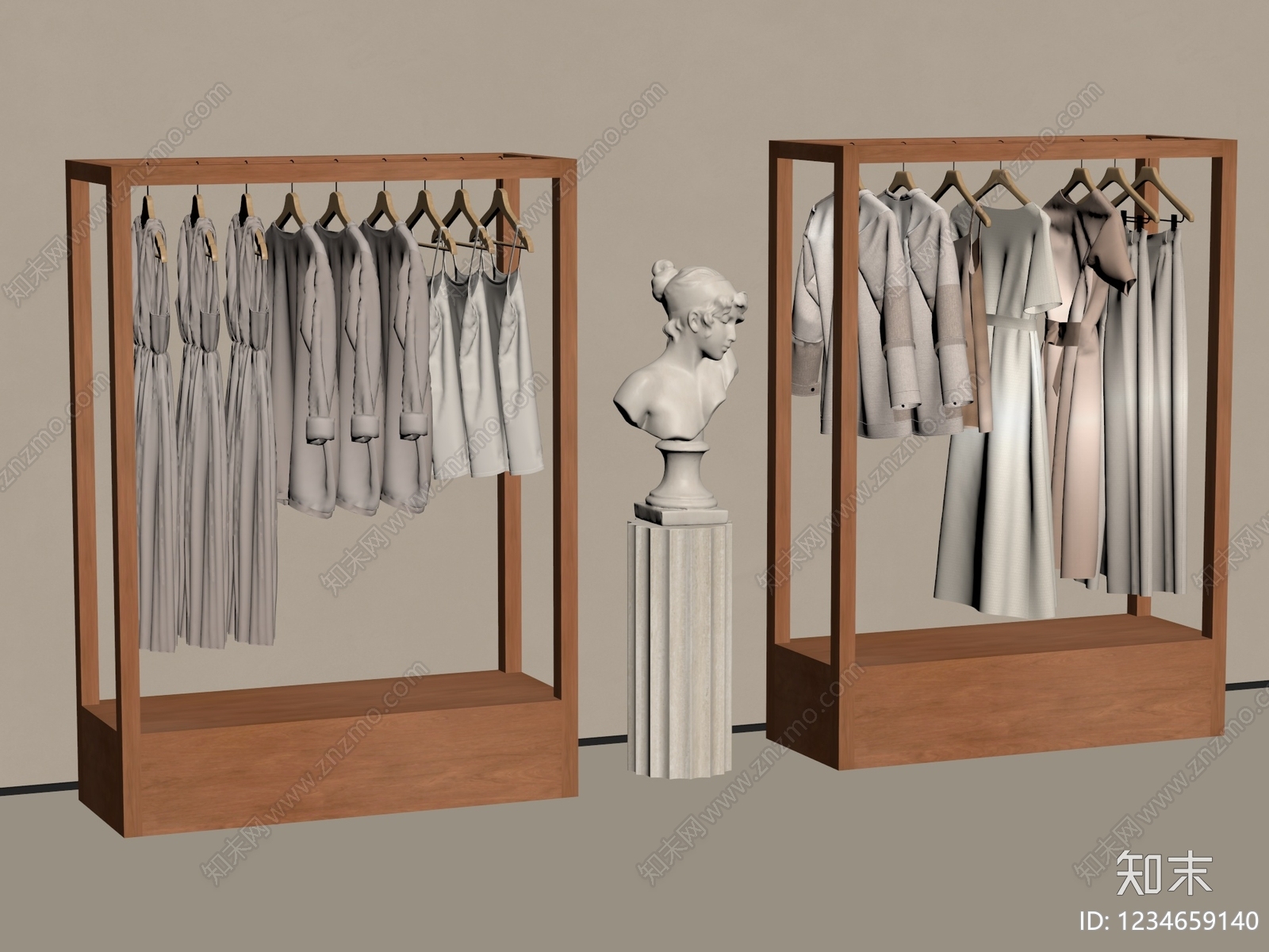 原木风晾衣架3D模型下载【ID:1234659140】