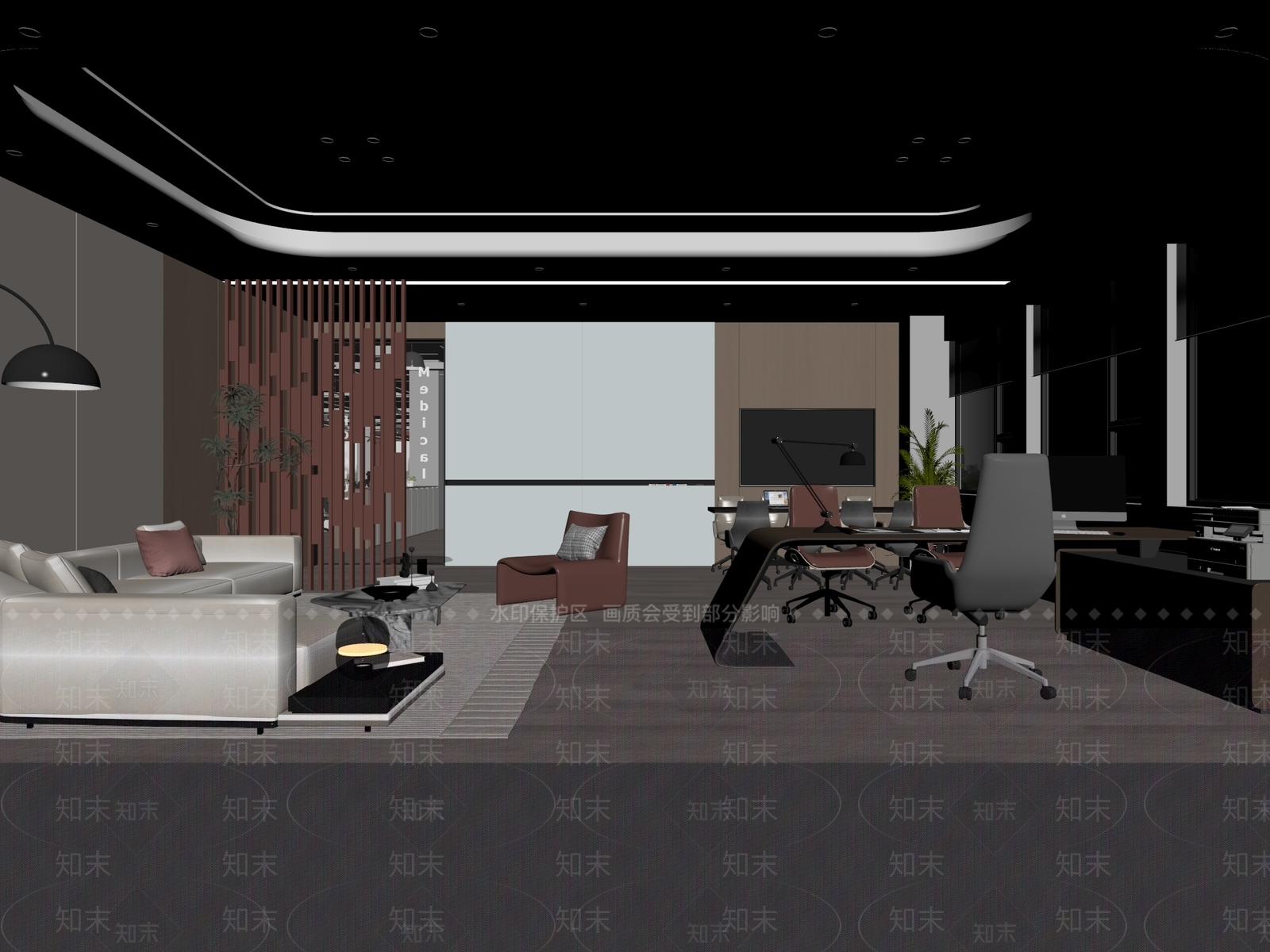 现代简约董事长办公室3D模型下载【ID:1234659230】