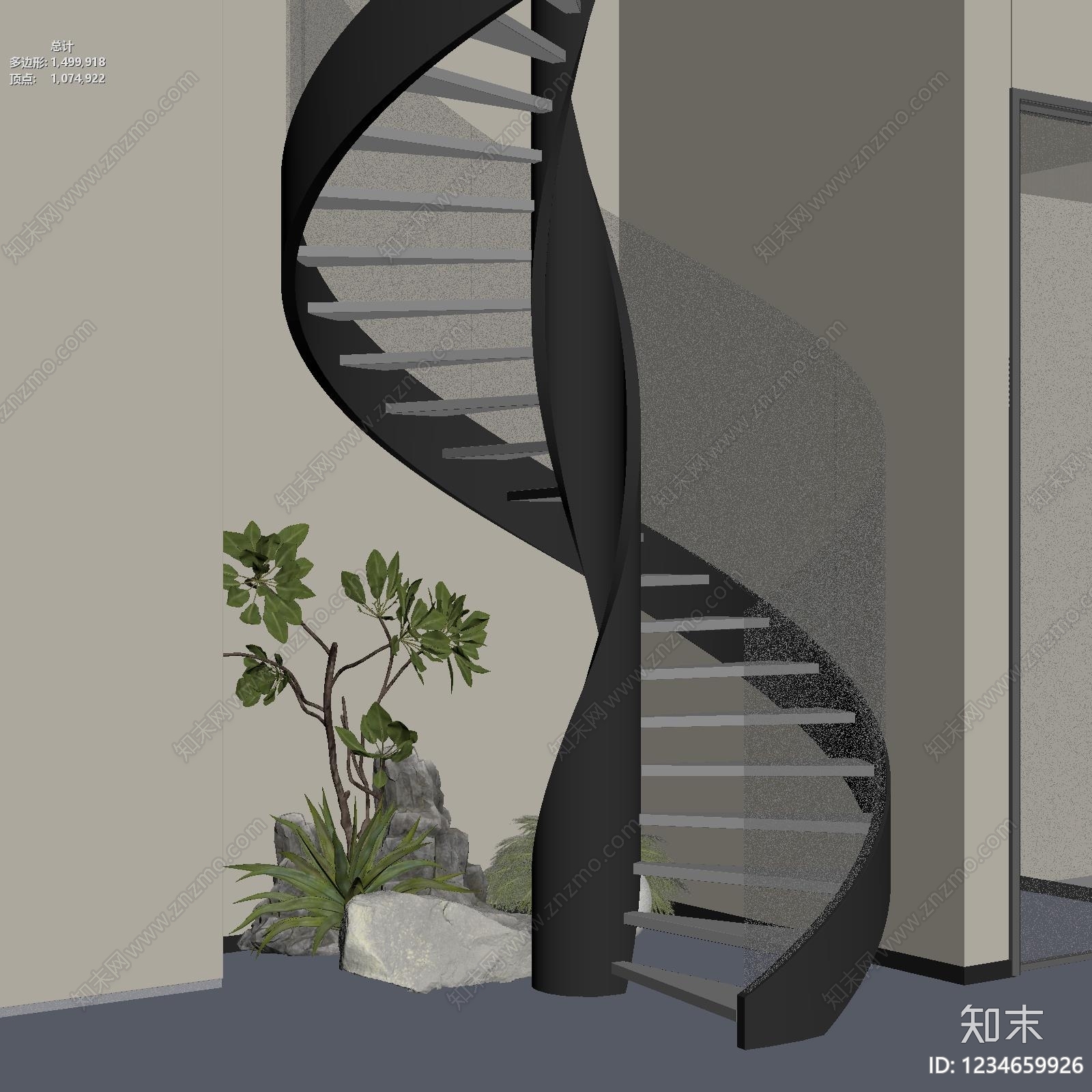 现代简约旋转楼梯3D模型下载【ID:1234659926】