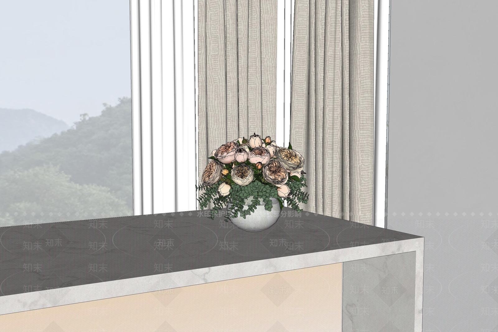 现代简约花艺SU模型下载【ID:1234660141】