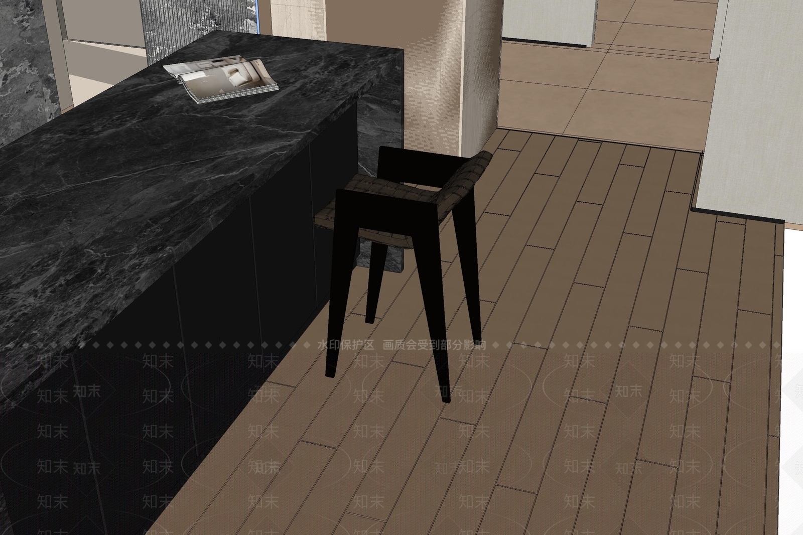 意式极简吧凳SU模型下载【ID:1234660713】