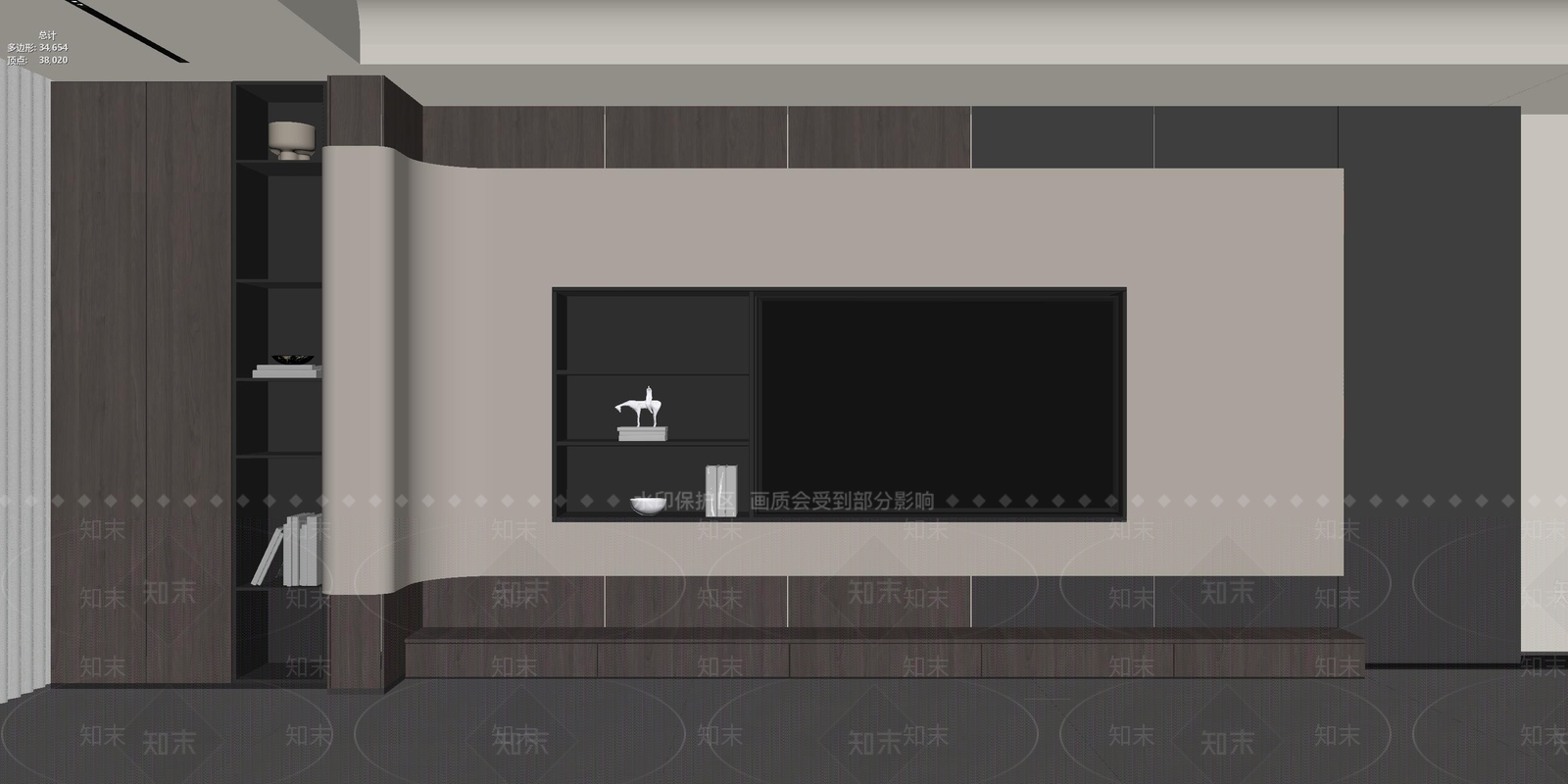 意式极简电视背景墙3D模型下载【ID:1234660965】