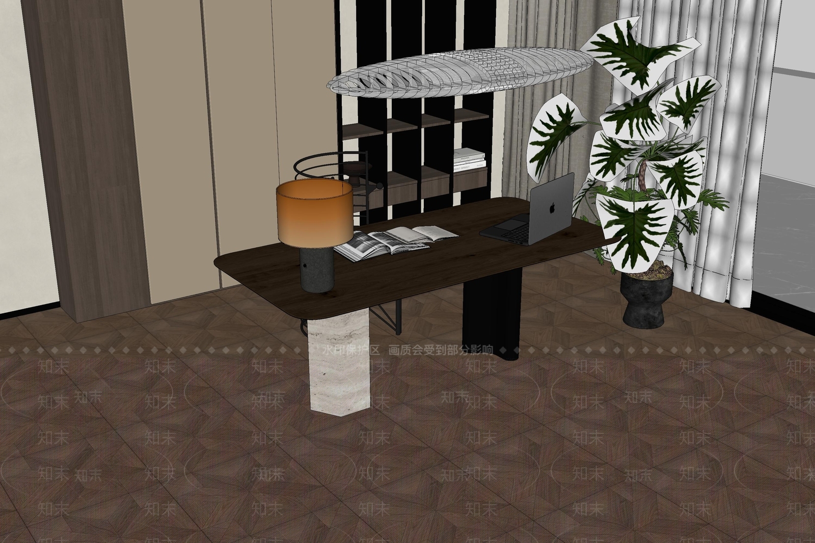 意式极简书桌SU模型下载【ID:1234661414】