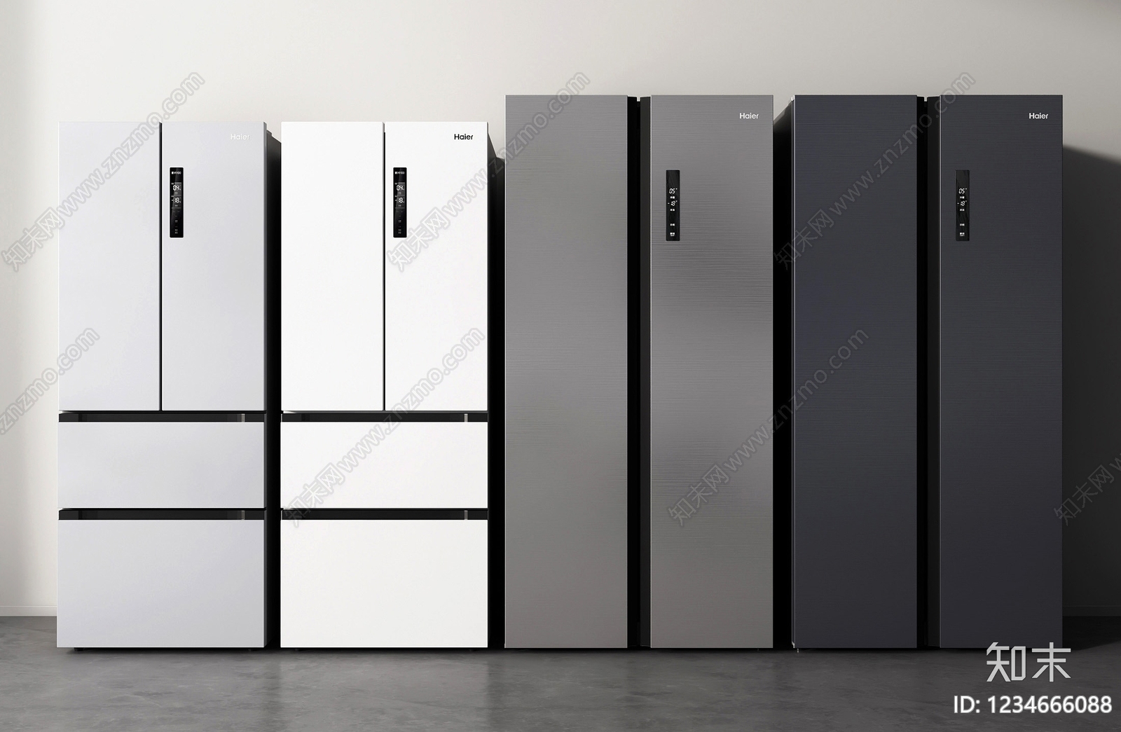 极简冰箱3D模型渲染效果图