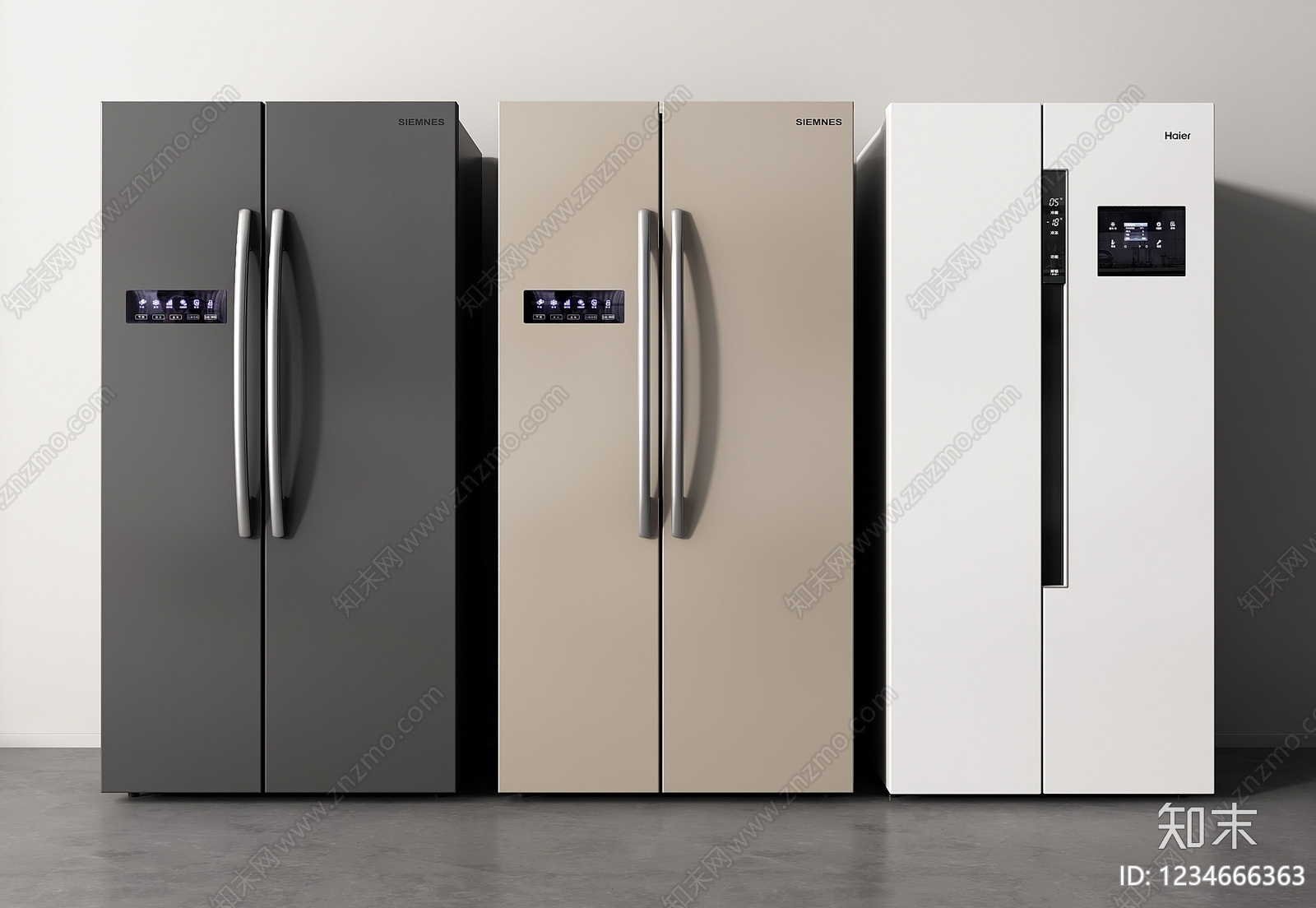 现代简约冰箱3D模型渲染效果图